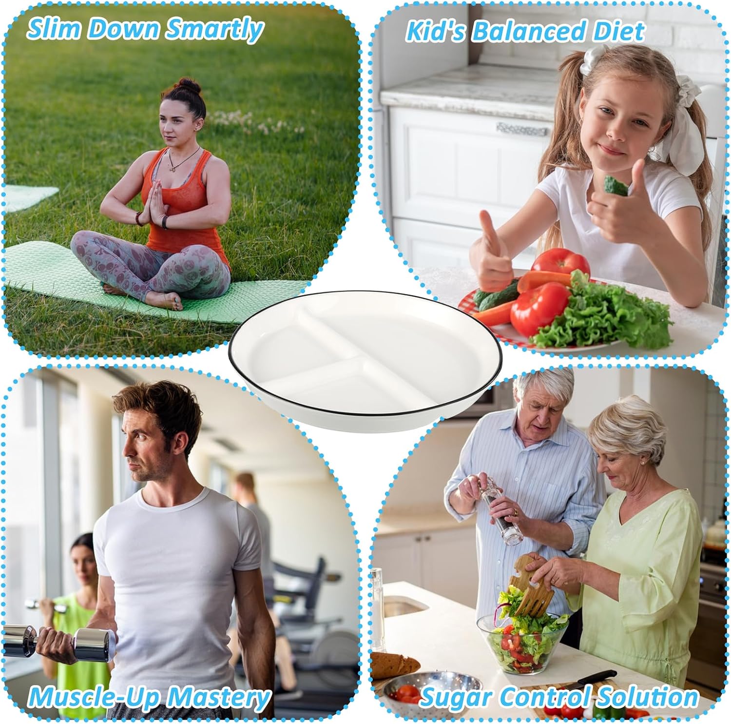 4 Pack Porcelain Plates with Anti-slip Suction Cup - Image 8