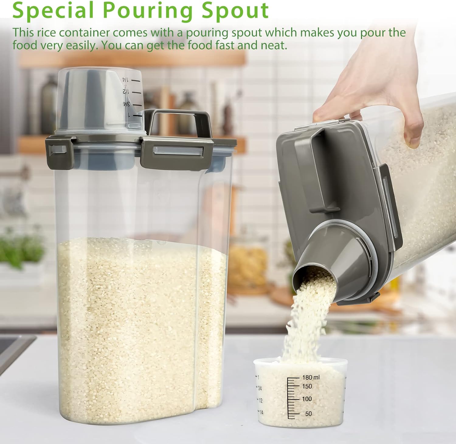 Airtight Pet Food Storage Container with Measuring Cup - Image 4