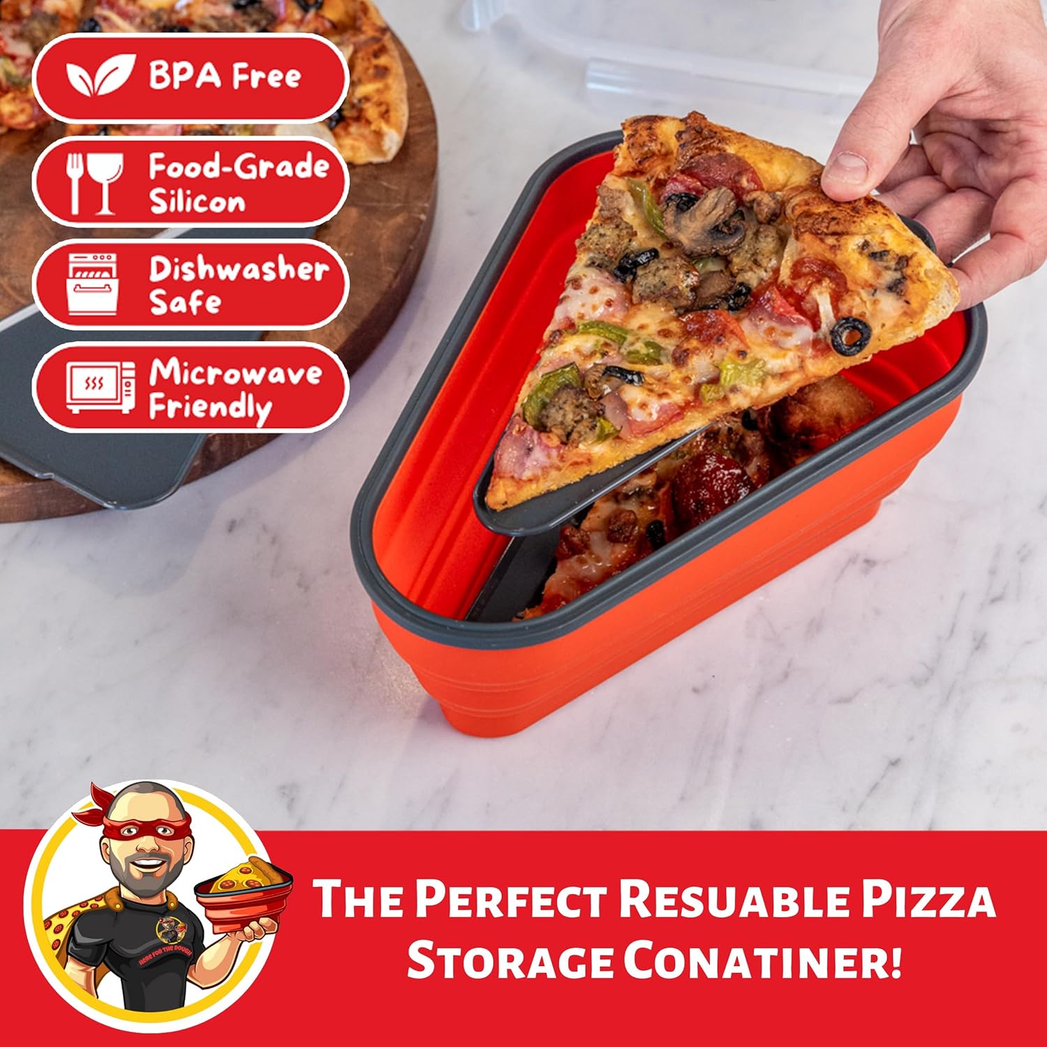 Reusable Pizza Storage Container with Microwavable Trays - Image 3