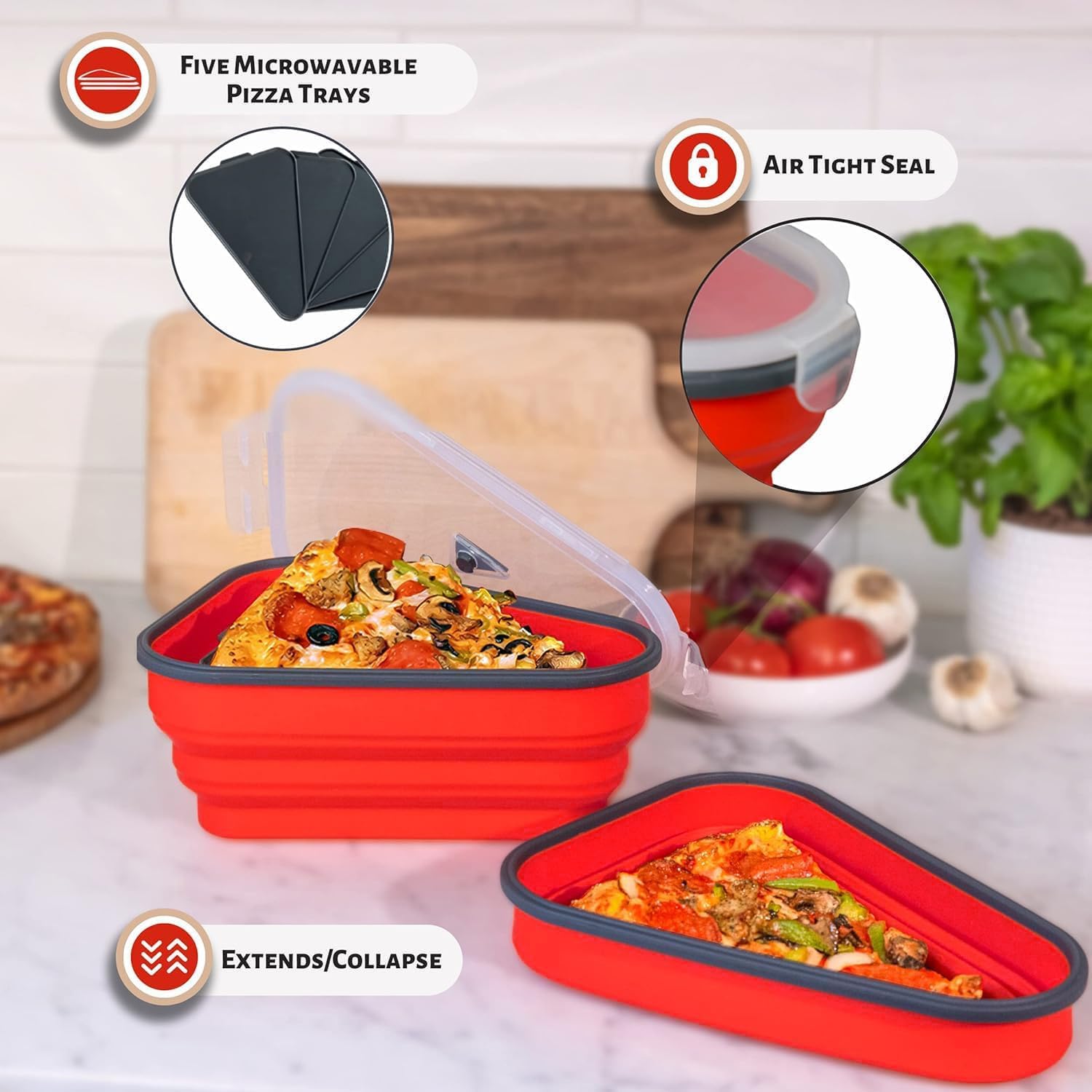 Reusable Pizza Storage Container with Microwavable Trays - Image 7