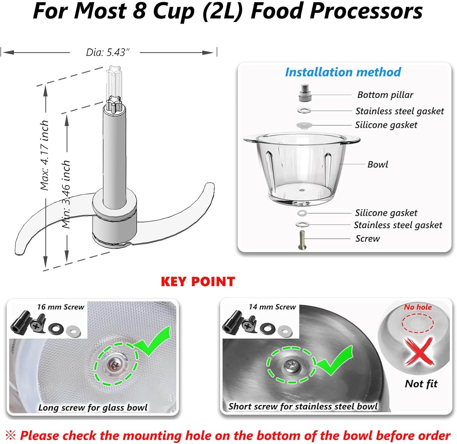 Stainless Steel Chopping Blade for 8 Cup Food Processors - Image 3