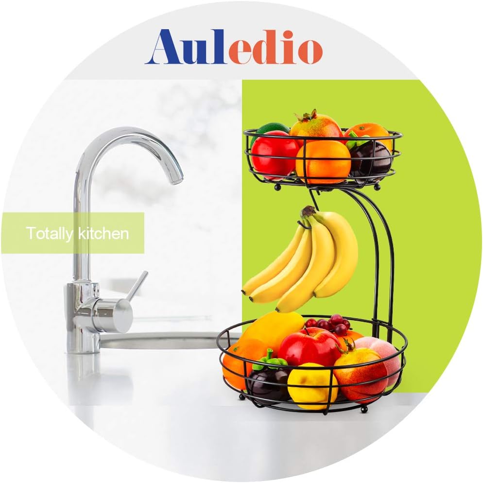 Auledio Iron 2-Tier Countertop Fruit and Vegetable Storage Basket - Image 3