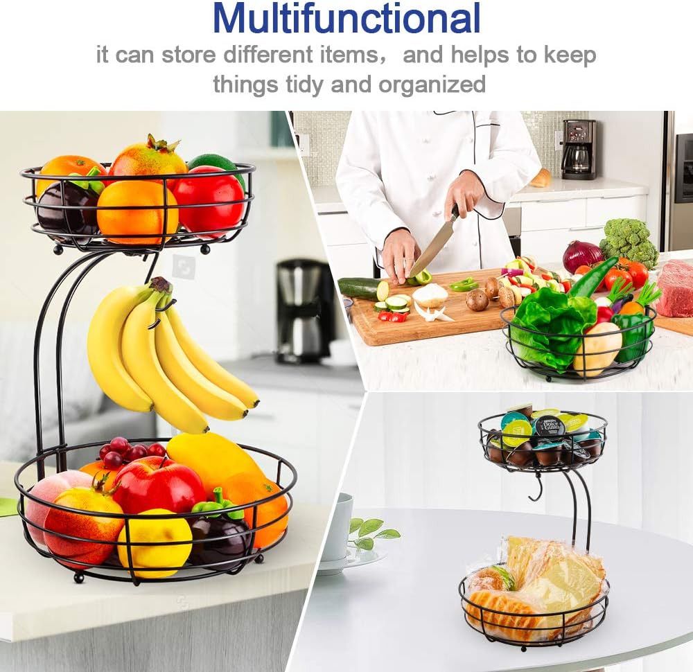 Auledio Iron 2-Tier Countertop Fruit and Vegetable Storage Basket - Image 5