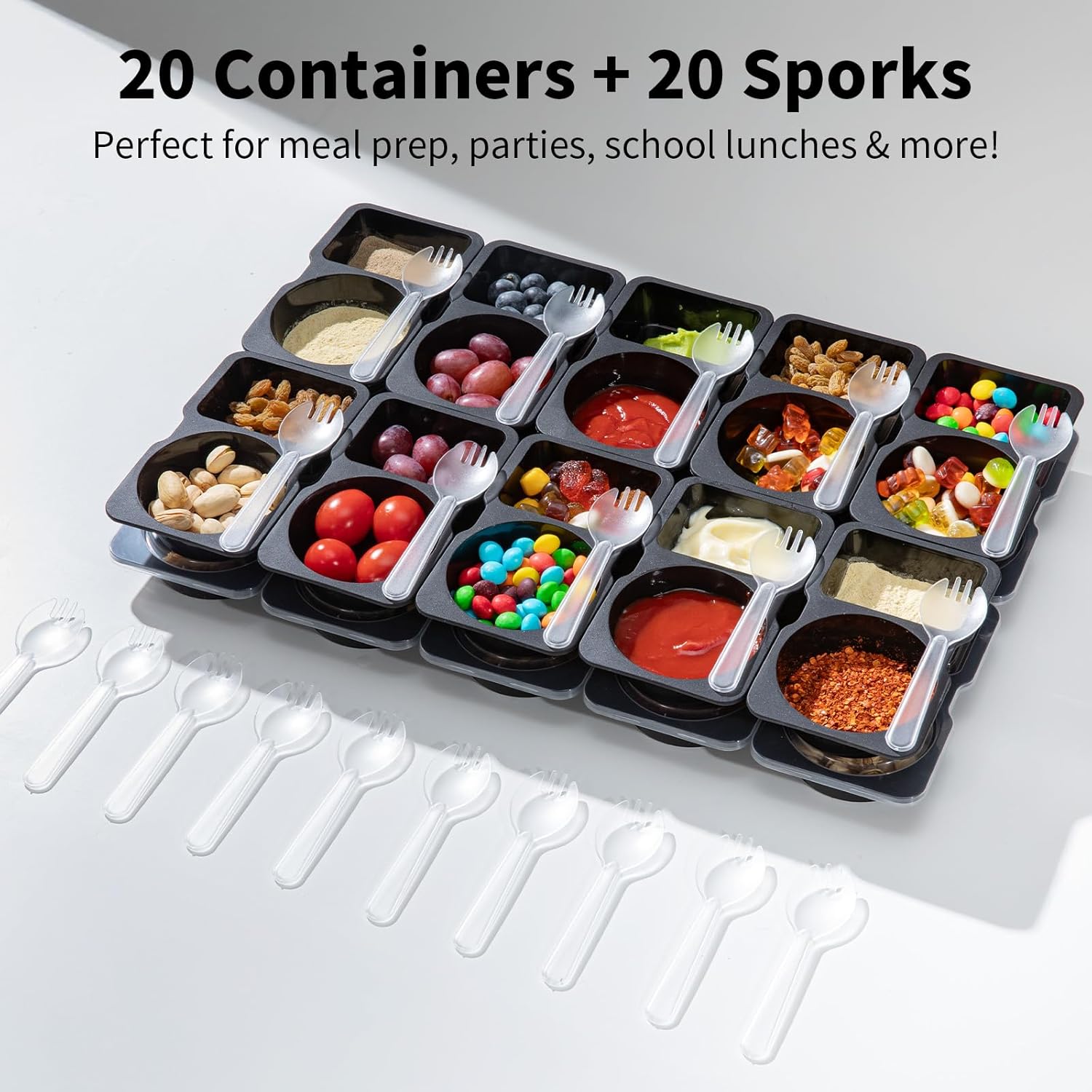 Reusable Snack Containers with Lids and Sporks - Image 3