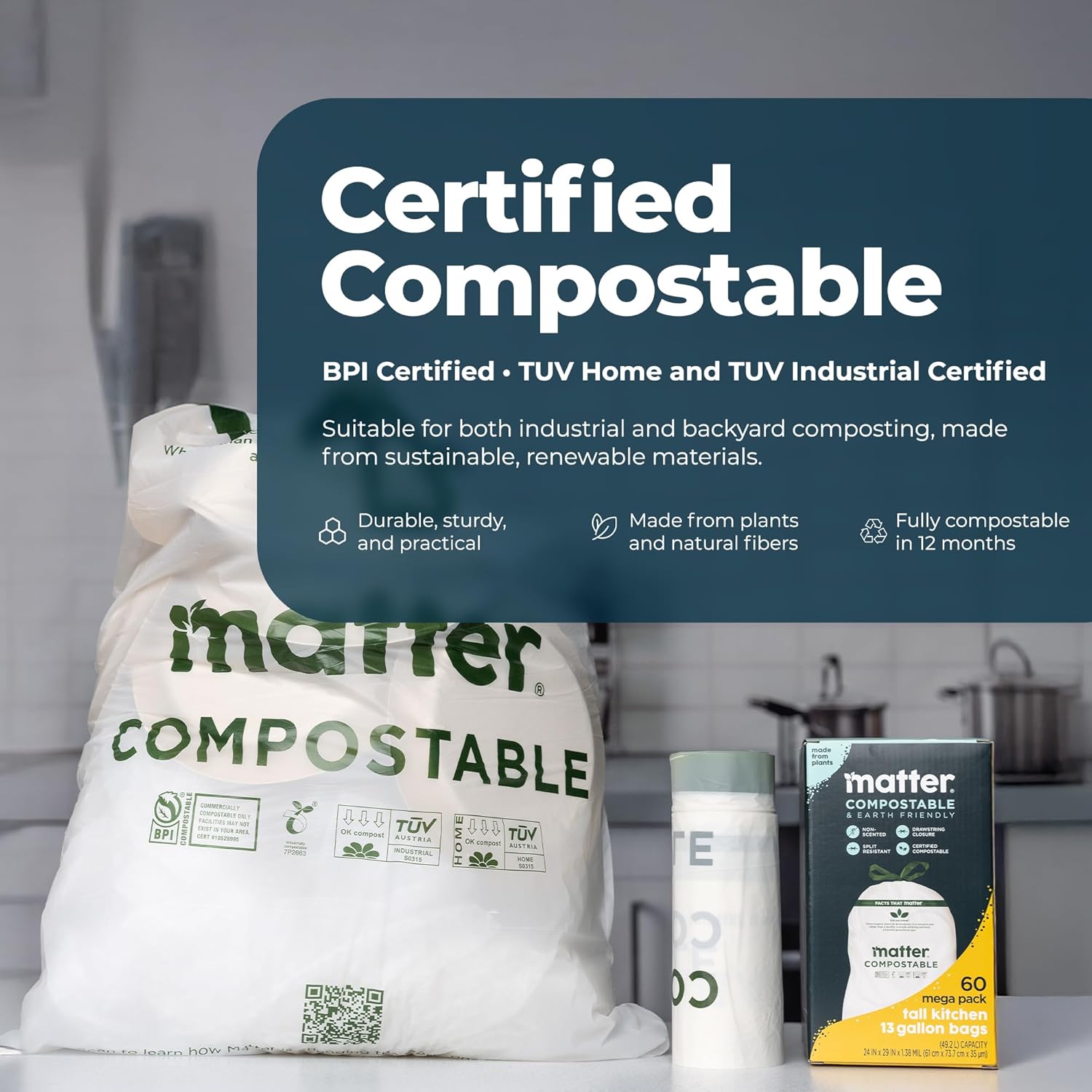 Matter Compostable Tall Kitchen Trash Bags - Image 7
