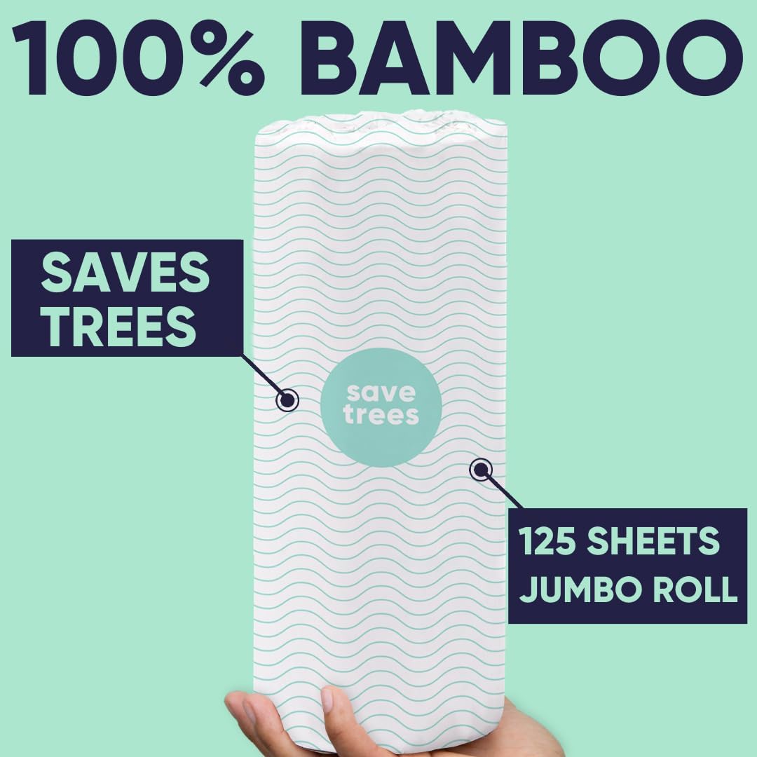 Eco-Friendly Bamboo Paper Towels 6pk - 750 Sheets Ultra Absorbent & Durable - Image 3