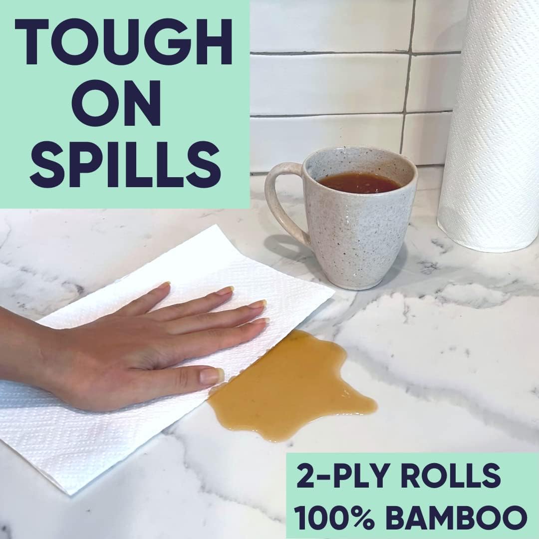 Eco-Friendly Bamboo Paper Towels 6pk - 750 Sheets Ultra Absorbent & Durable - Image 4