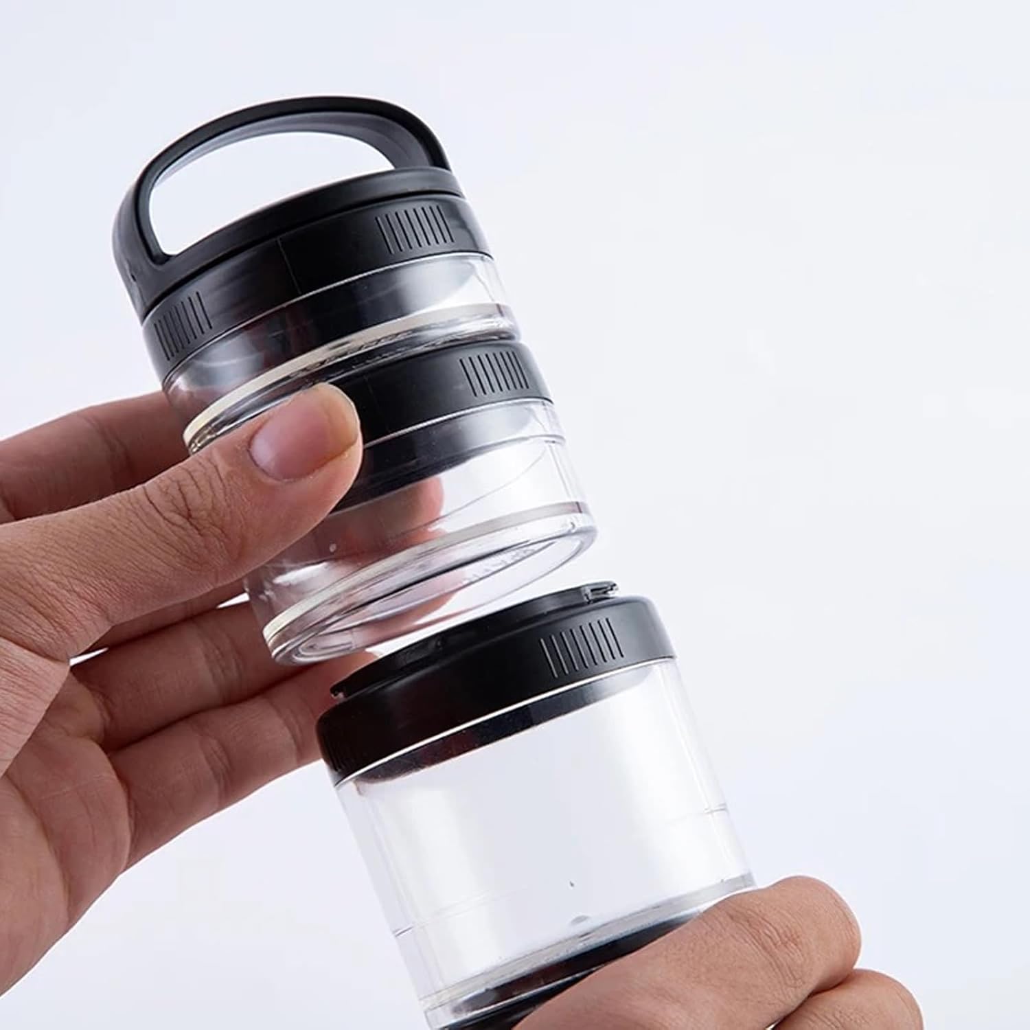 Portable 2PCS Stackable Snack Container and Protein Powder Shaker Cup - Image 6