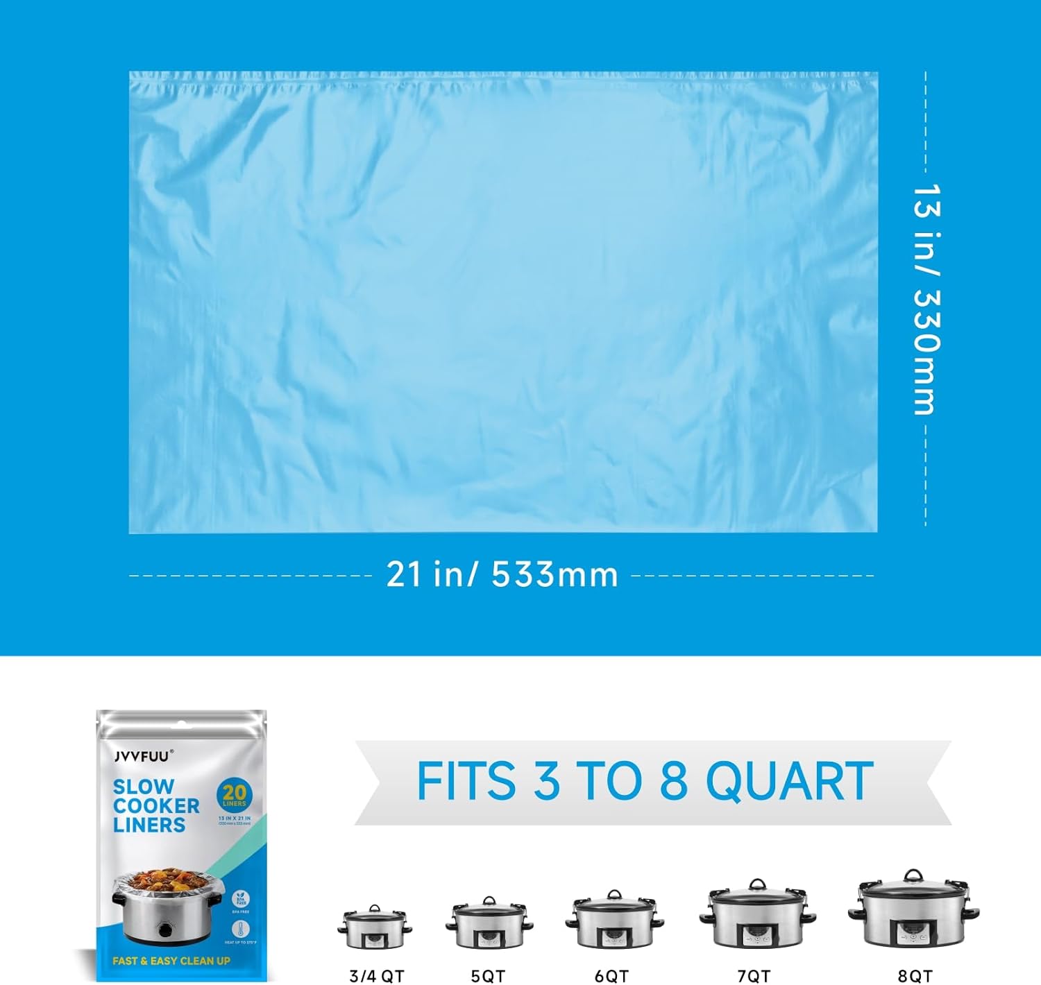Slow Cooker Liners 3-8 Quart, Cooking Bags Large Size 13"x 21" - Image 6