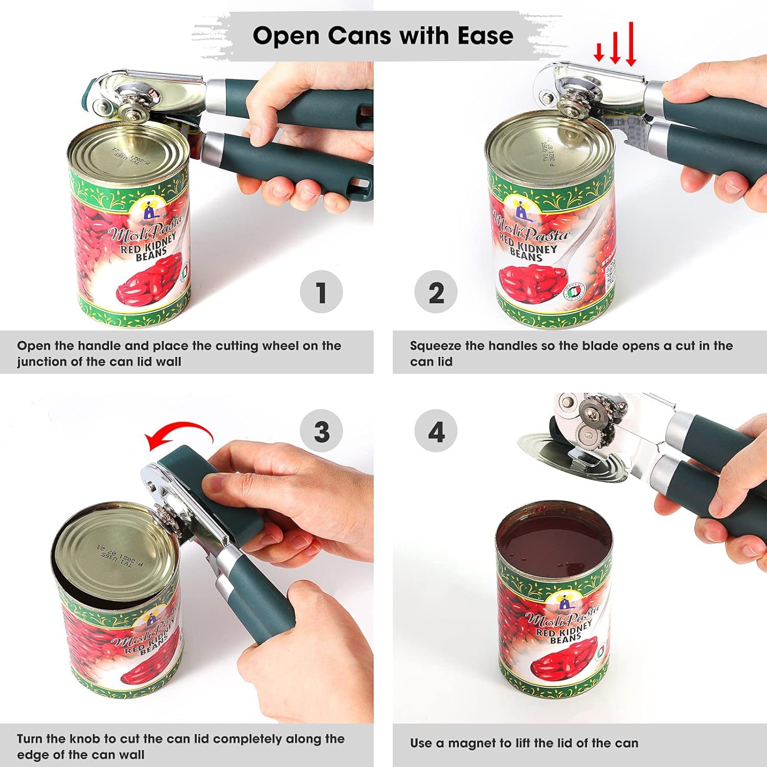 Beneno Heavy Duty Hand Can Opener Manual with Magnet - Image 5