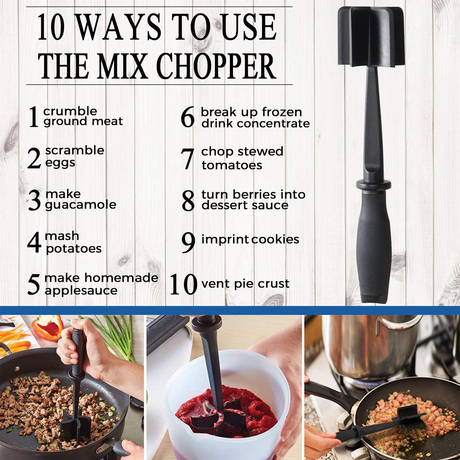 Meat Chopper and Masher Tool for Ground Beef and Hamburger - Image 3