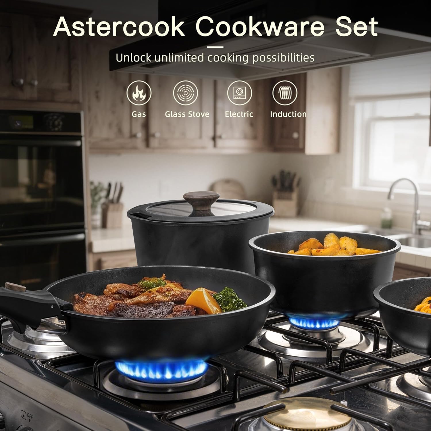 Astercook 21-Piece Non-Stick Ceramic Cookware Set - Image 3