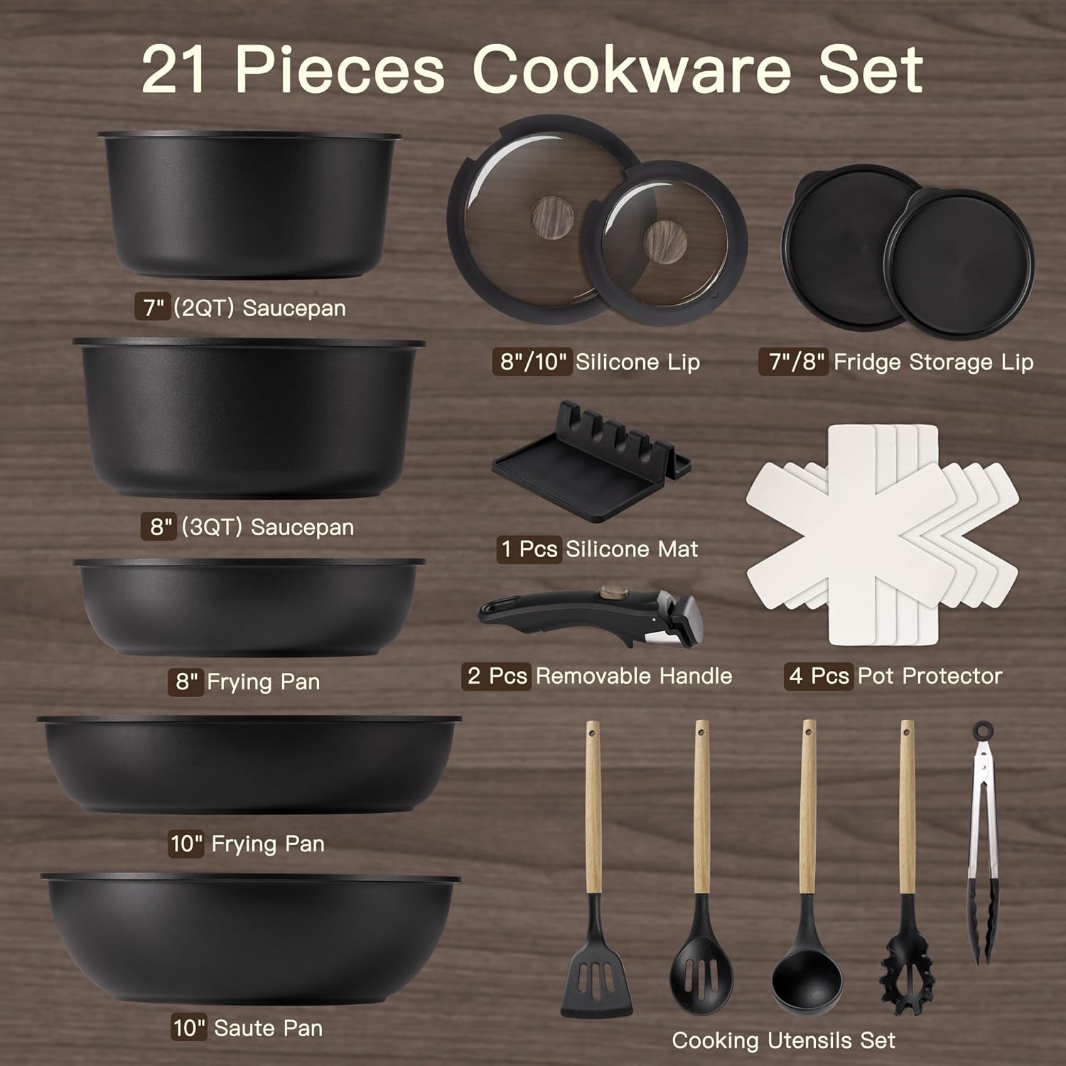 Astercook 21-Piece Non-Stick Ceramic Cookware Set - Image 10