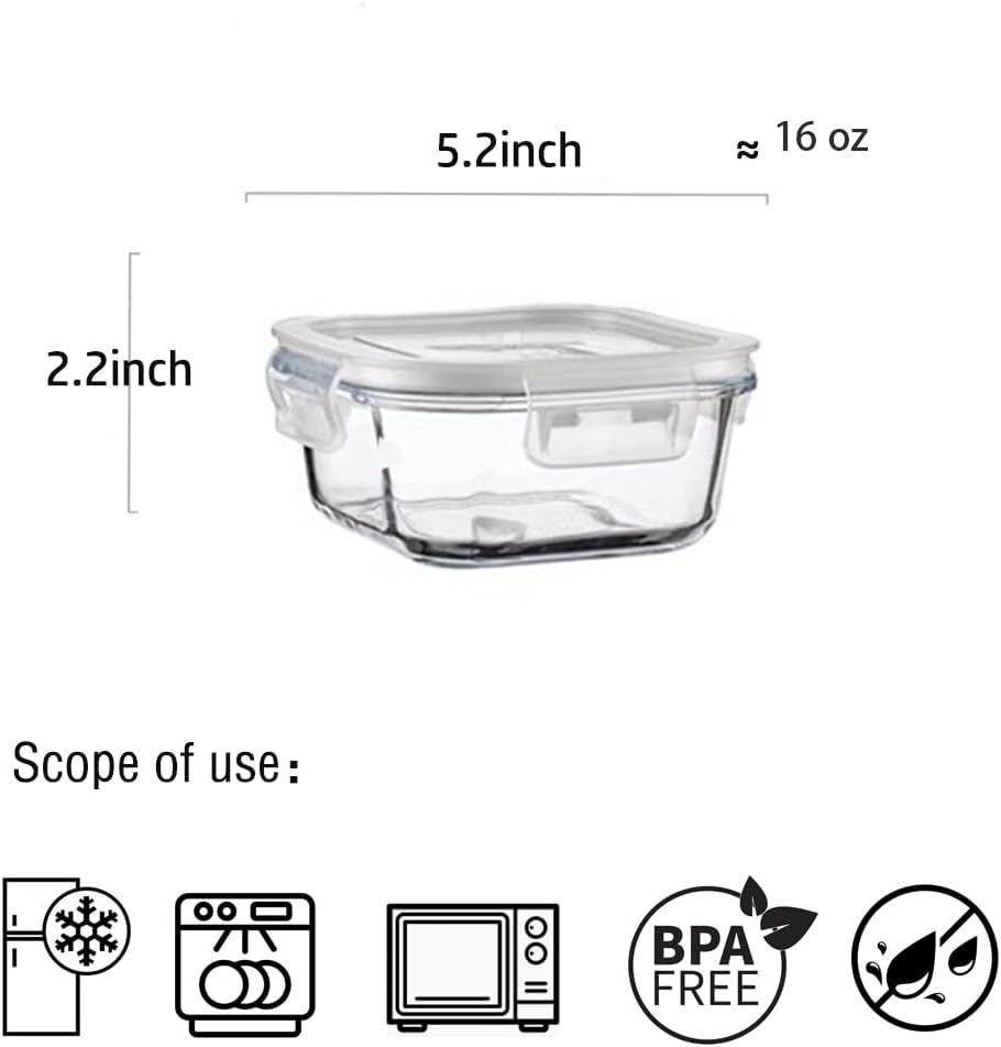 Square Glass Food Storage Containers - Image 3