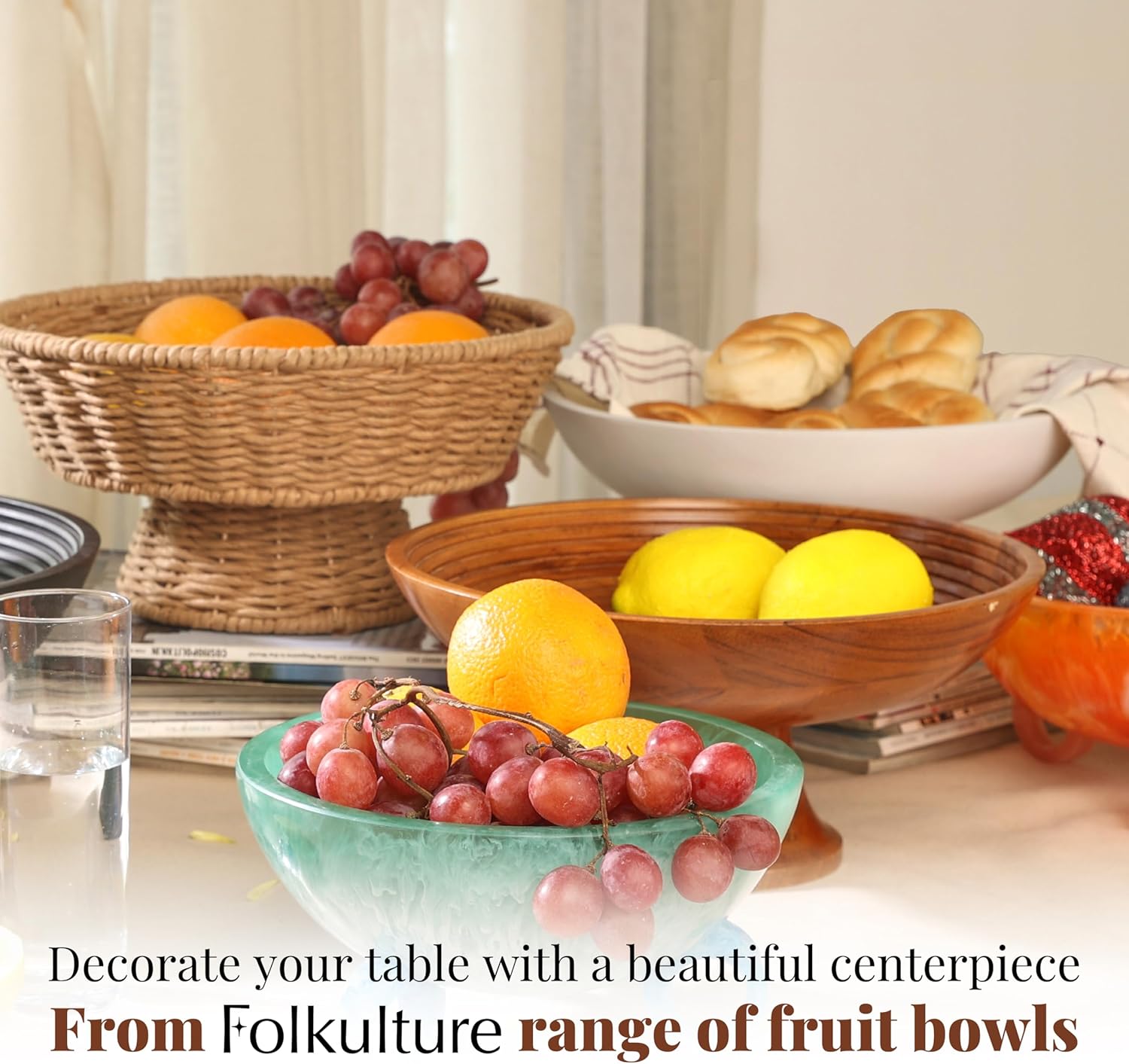 Folkulture Wooden Fruit Bowl for Kitchen Counter - Image 9
