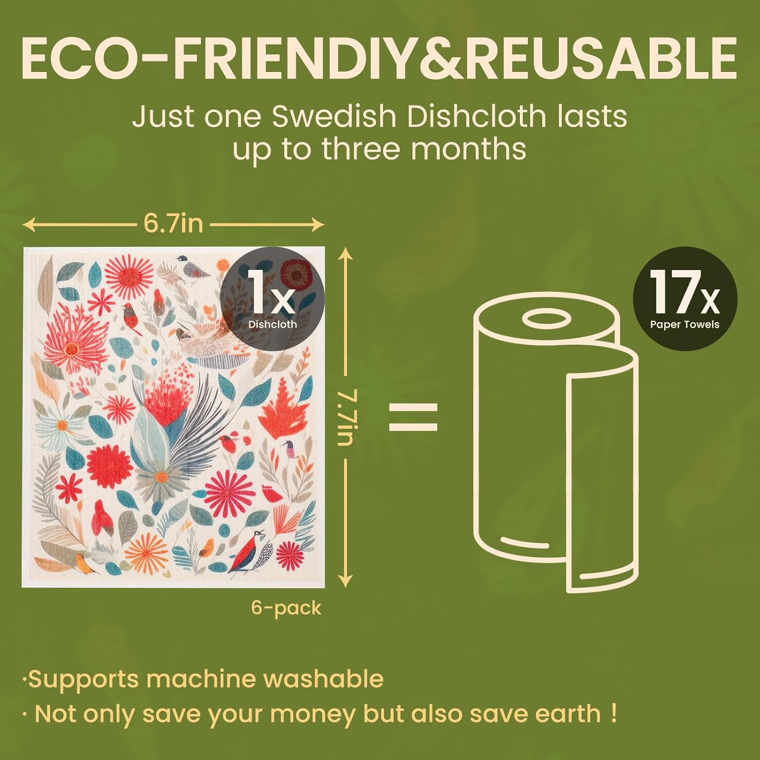 Reusable Swedish Dishcloths for Kitchen 6 Pack - Image 5