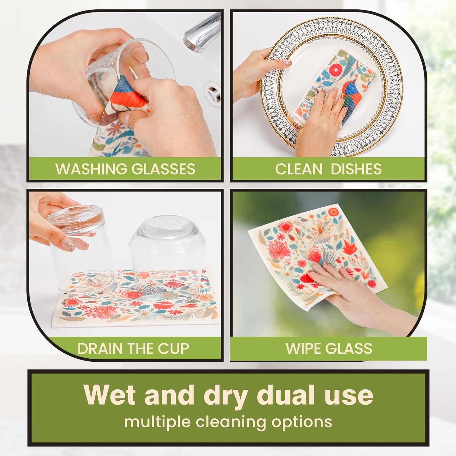 Reusable Swedish Dishcloths for Kitchen 6 Pack - Image 6