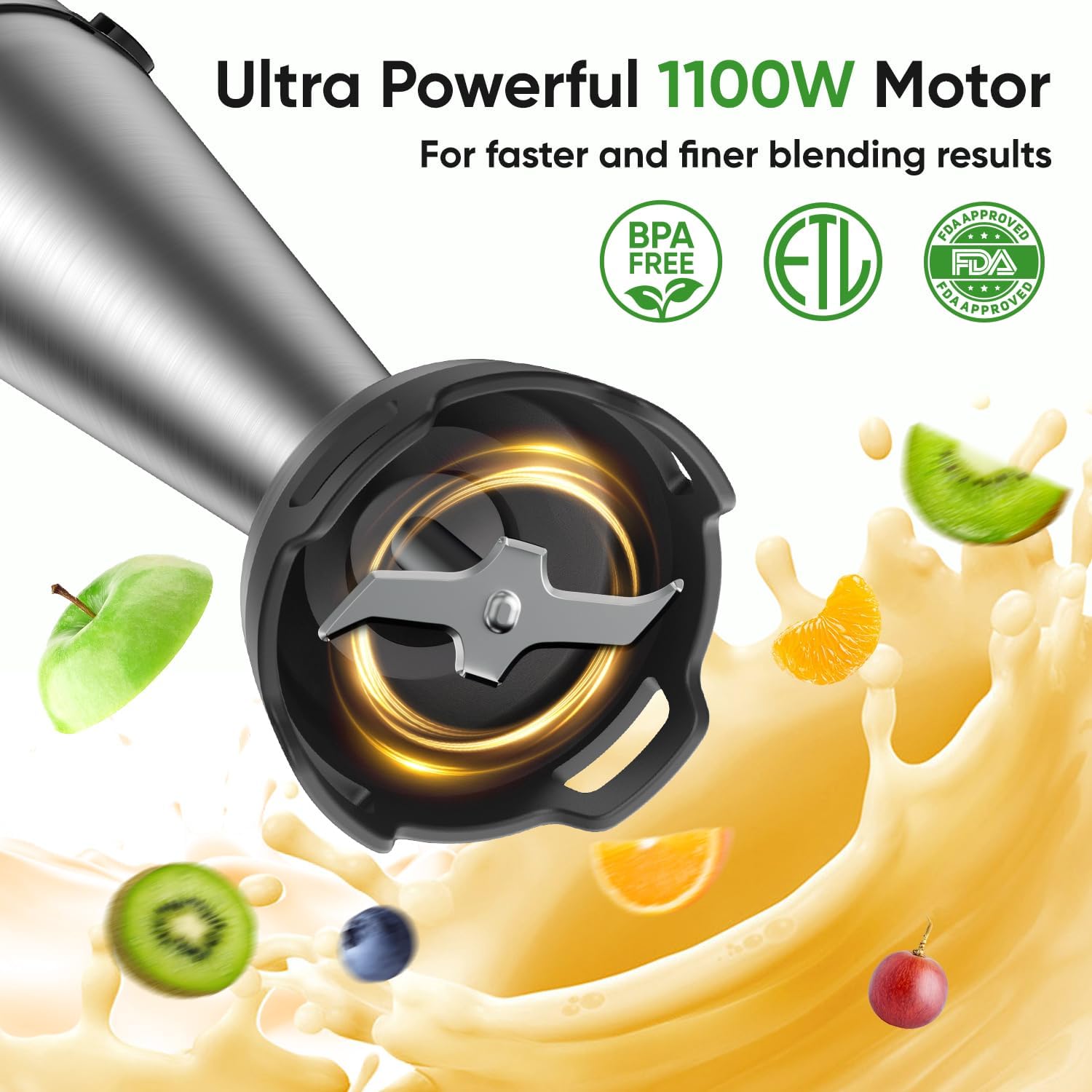 Immersion Blender 1100W 3 in 1 Handheld Stick Blender - Image 3
