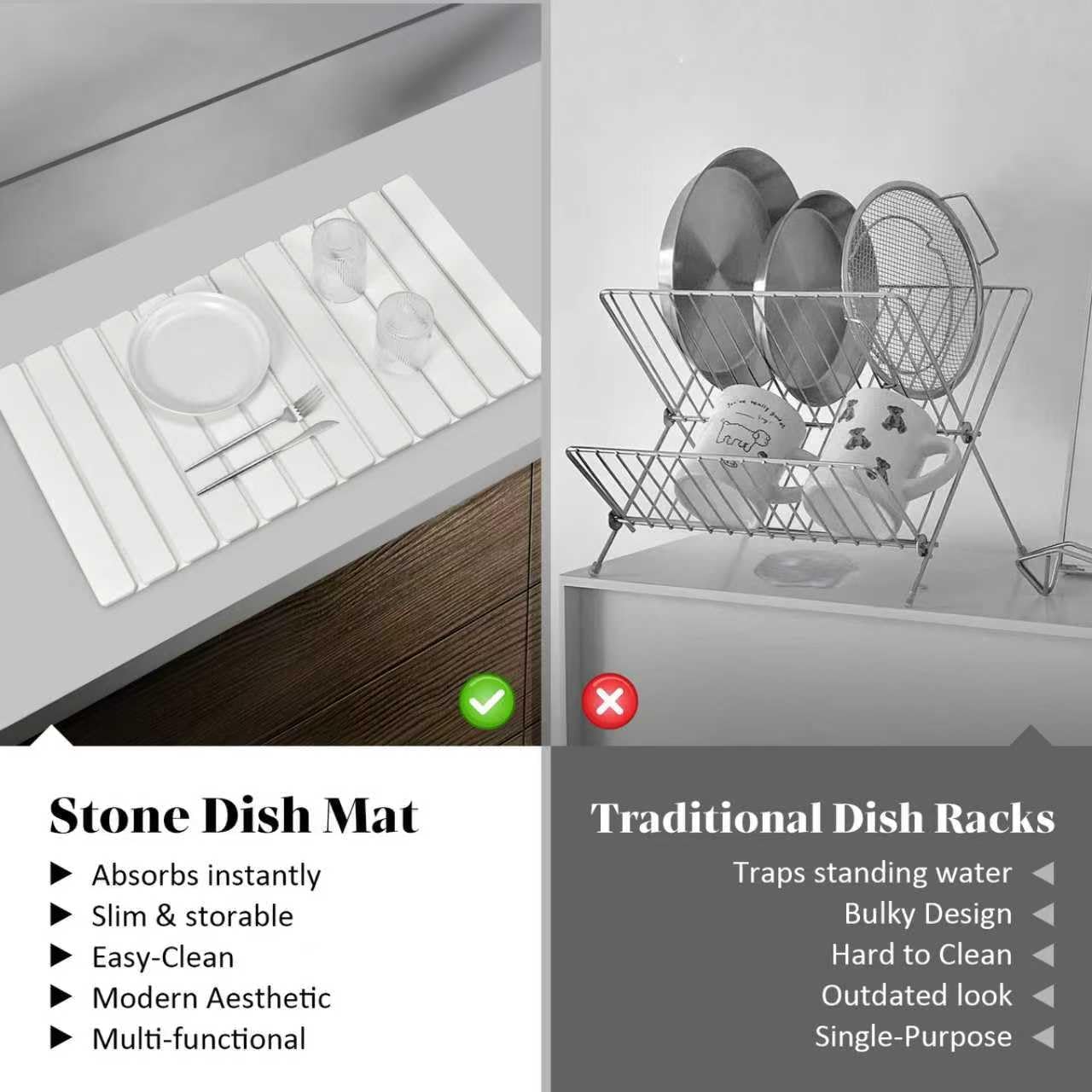 Extral Large Stone Dish Drying Mats for Kitchen Counter - Image 7