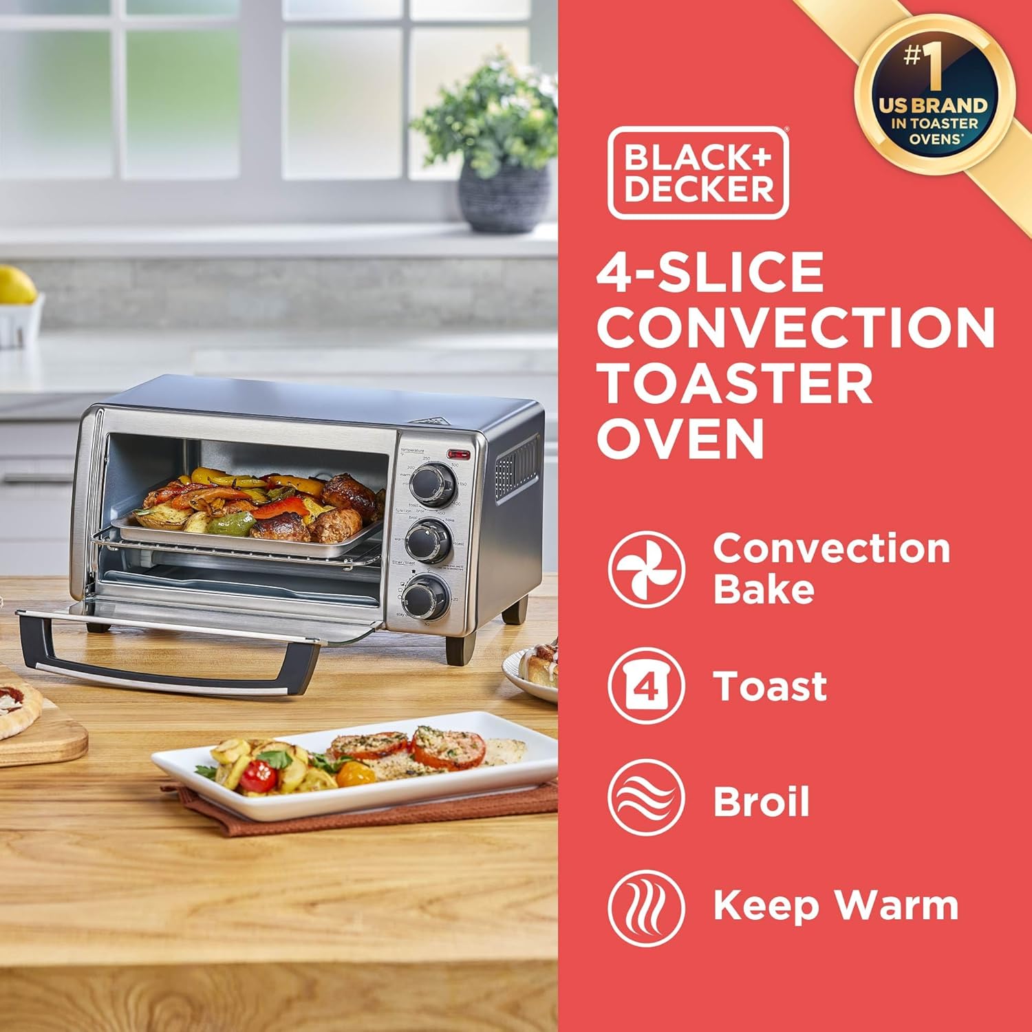 BLACK+DECKER 4-Slice Convection Oven TO1313SBD - Image 3