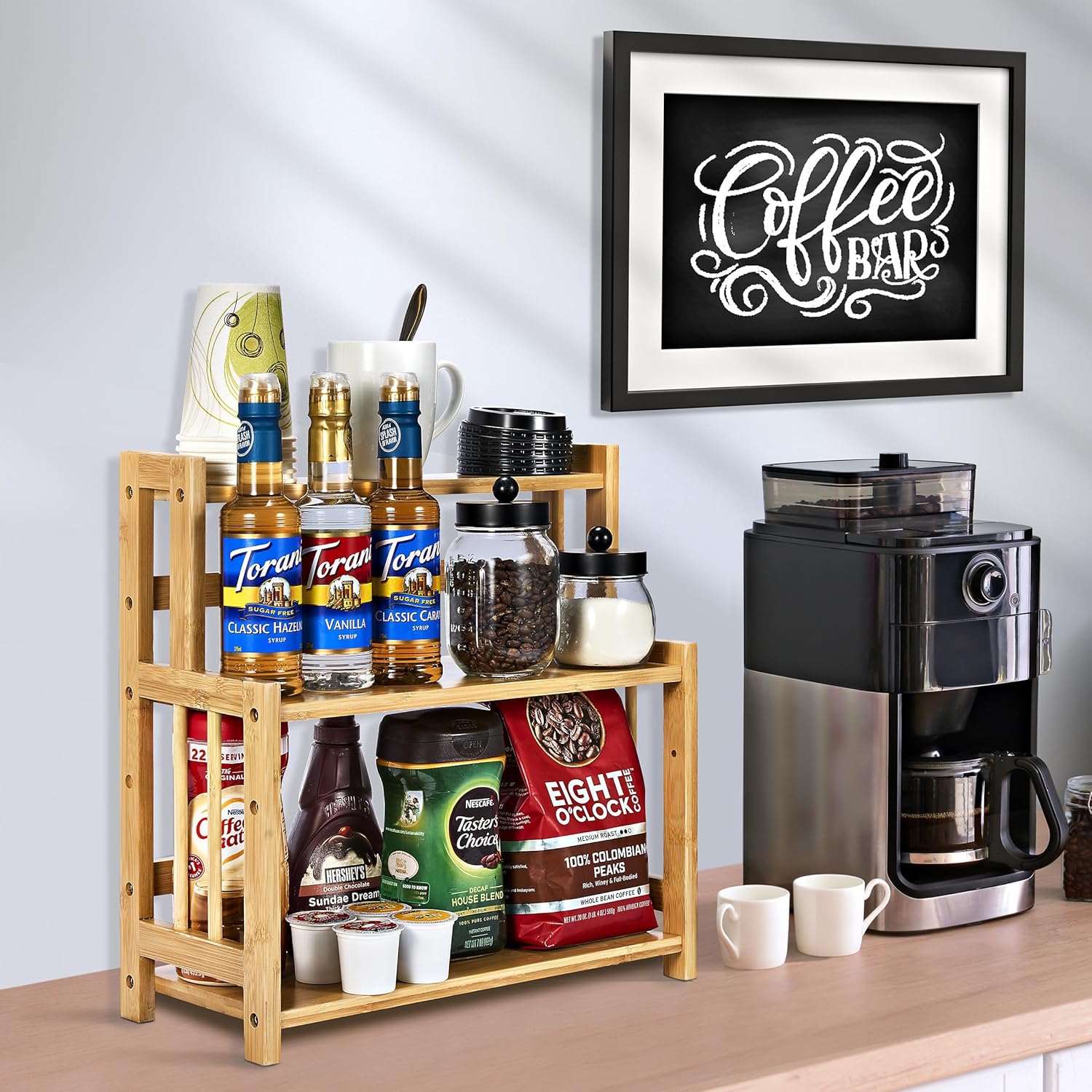 Bamboo Wooden Counter Storage Shelf Rack - Image 3