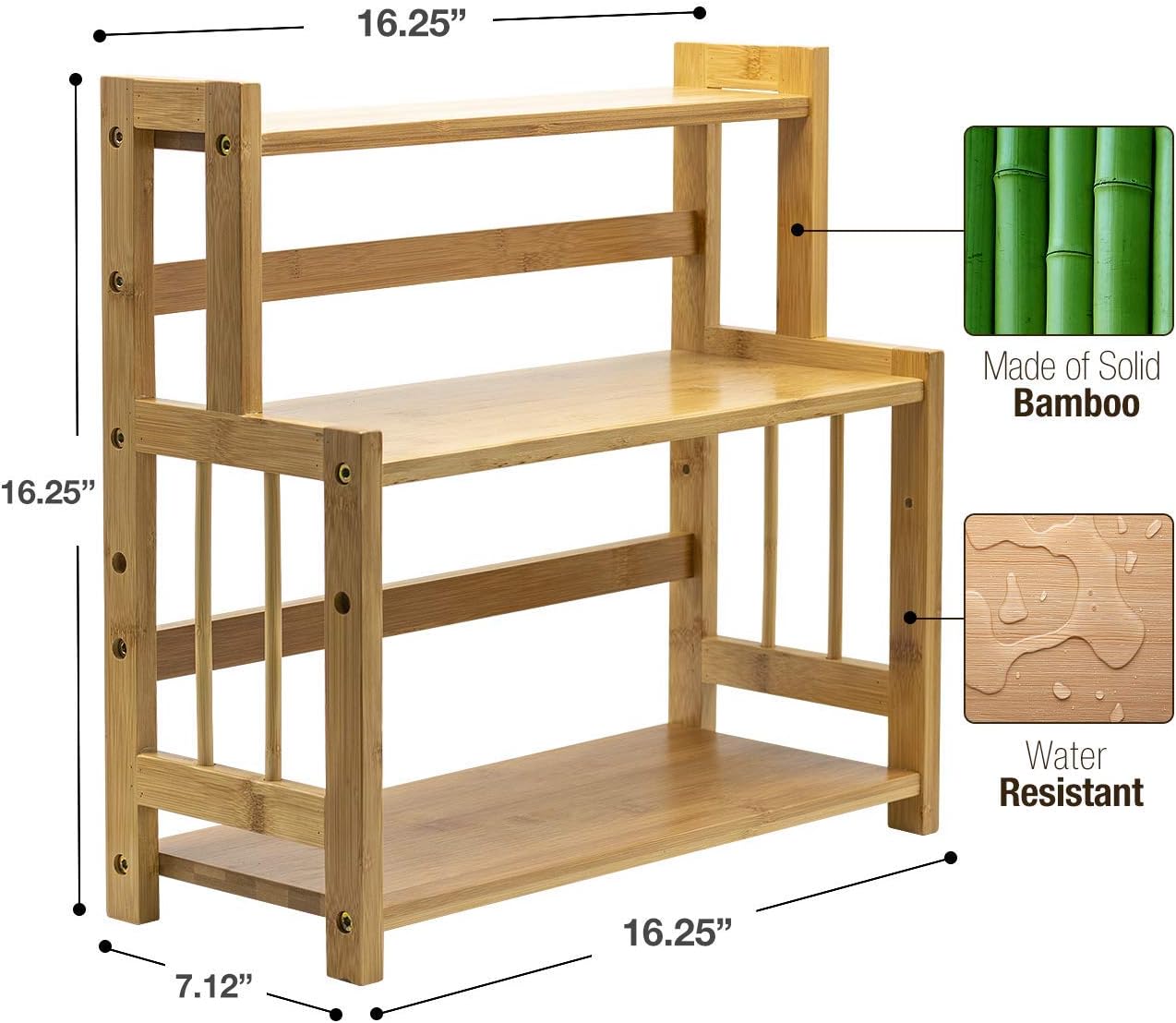 Bamboo Wooden Counter Storage Shelf Rack - Image 4