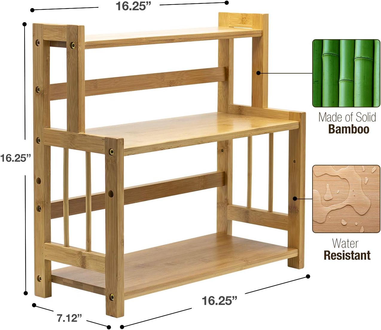 Bamboo Wooden Counter Storage Shelf Rack - Image 10