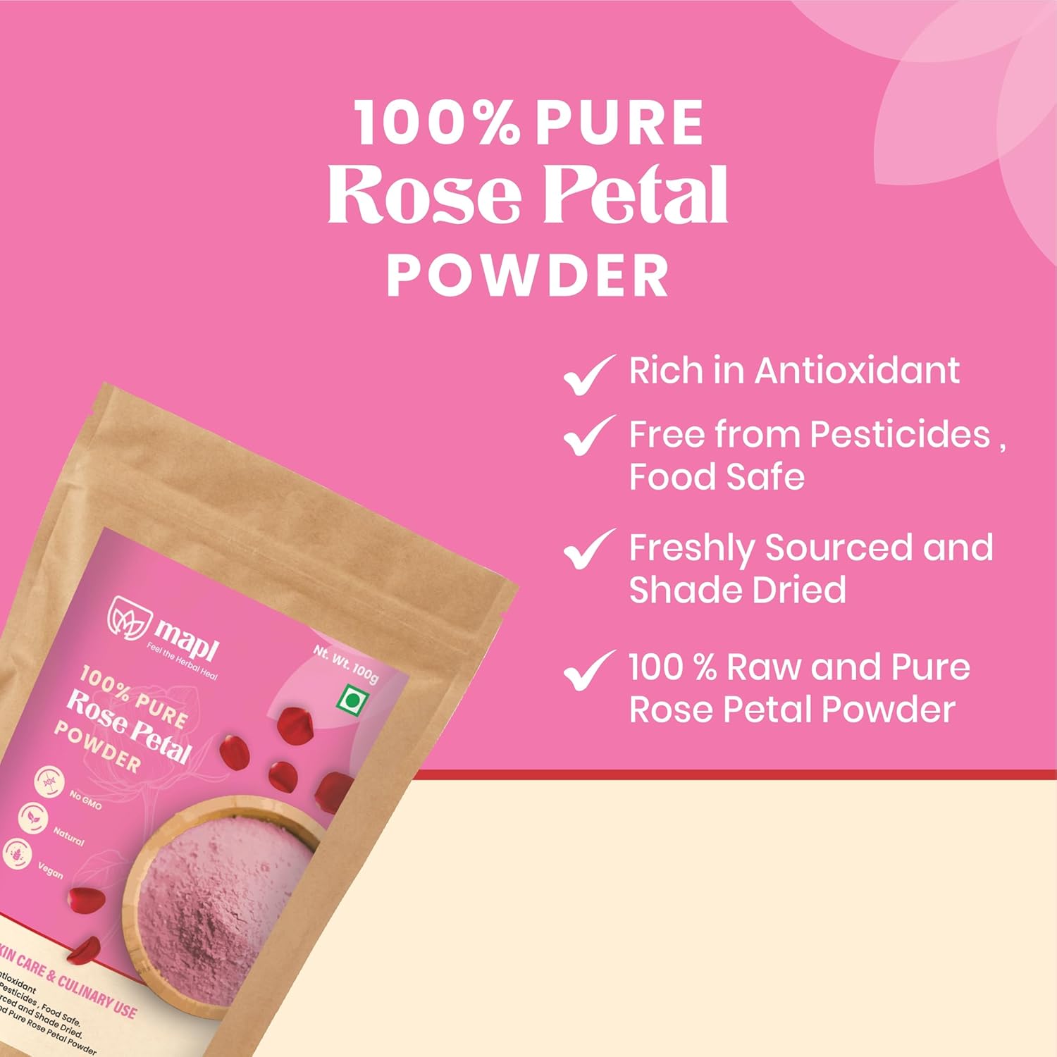 MAPL Organic Rose Petal Powder for Face Mask & Skin Care - Image 4