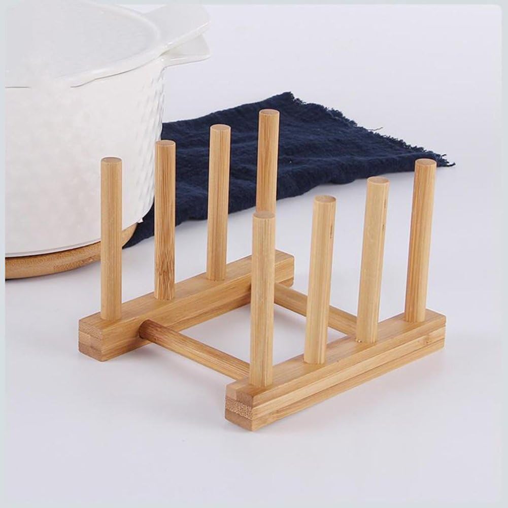 Bamboo Wooden Dish Rack Storage Holder Stand - Image 5