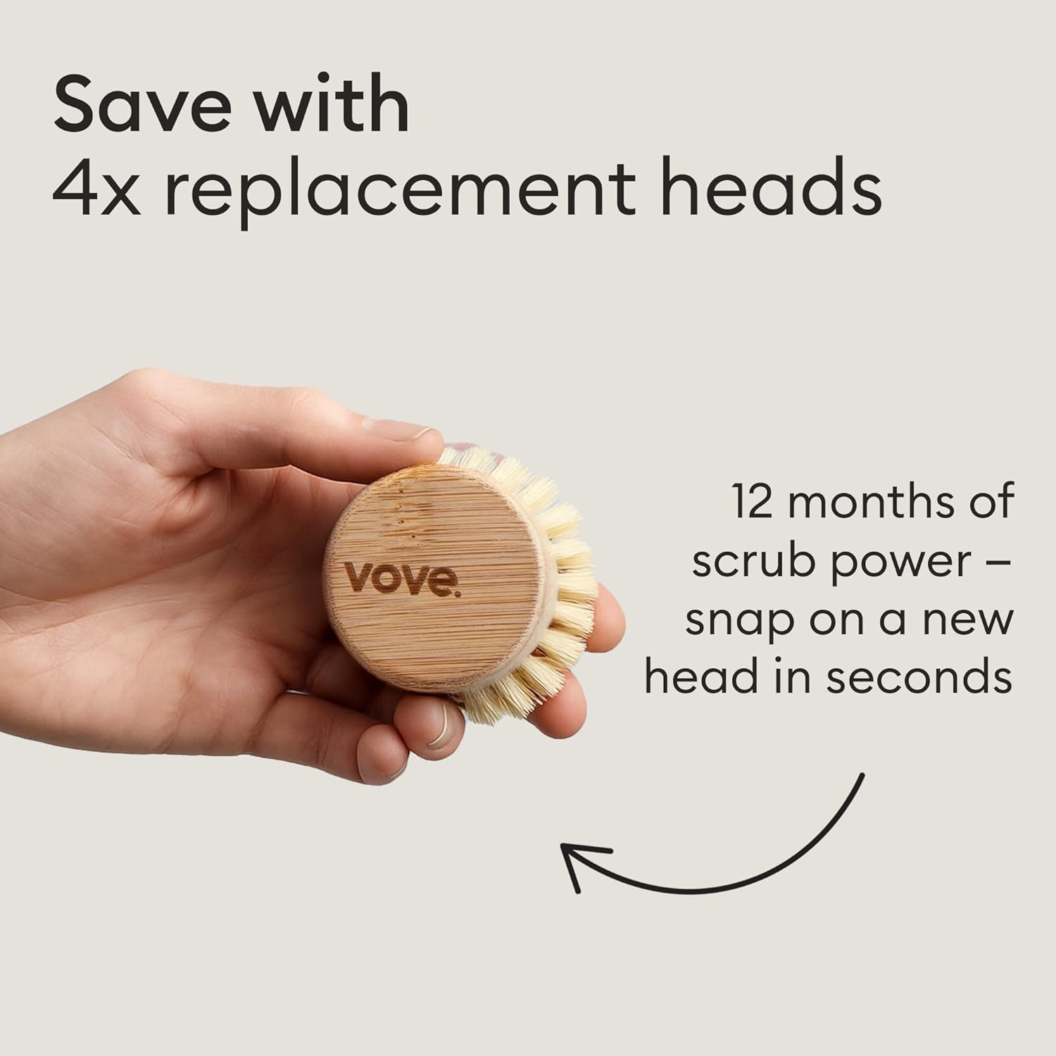 Vove Bamboo Dish Brush Replacement Heads - Image 3