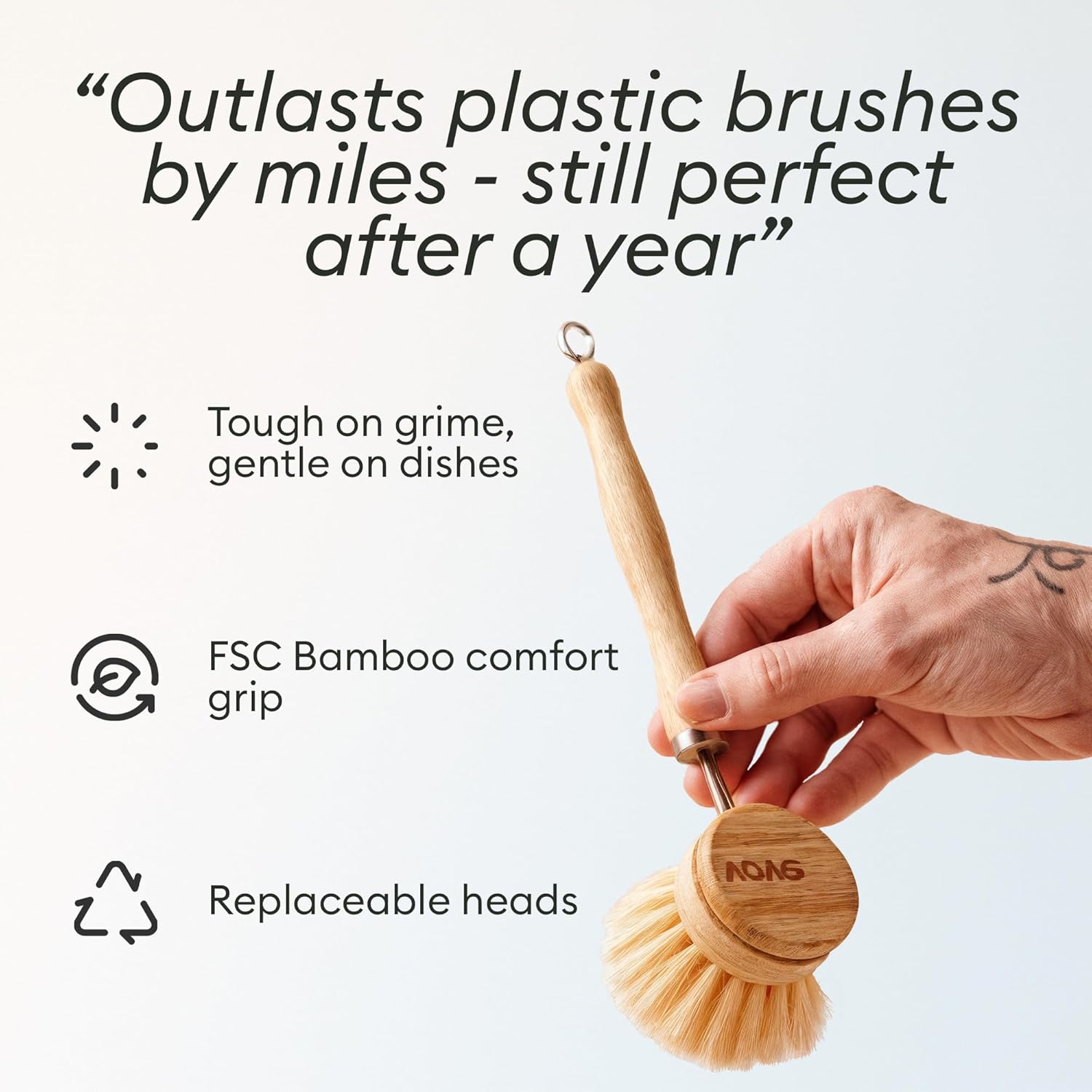 Vove Bamboo Dish Brush Replacement Heads - Image 9