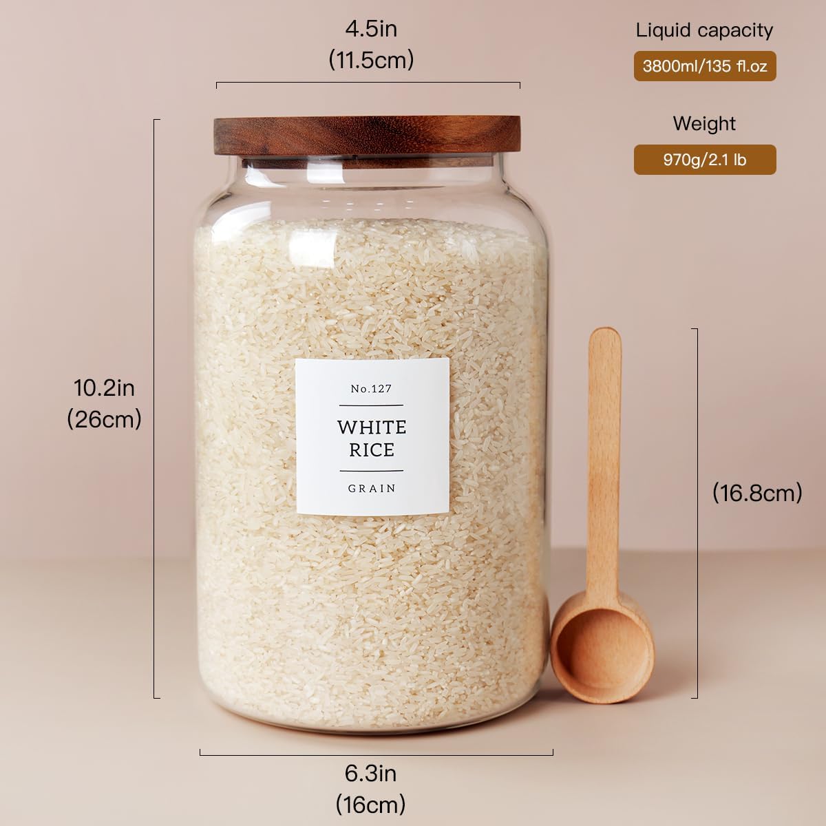 Large Glass Jar with Airtight Lid for Food Storage - Image 3