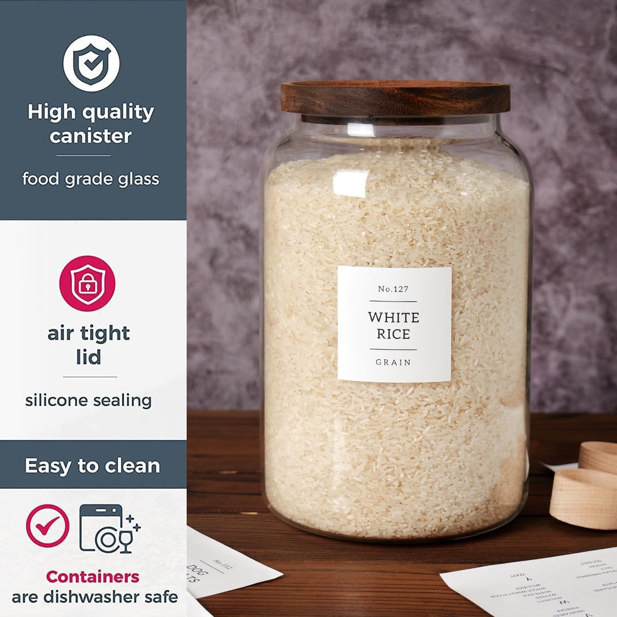 Large Glass Jar with Airtight Lid for Food Storage - Image 7