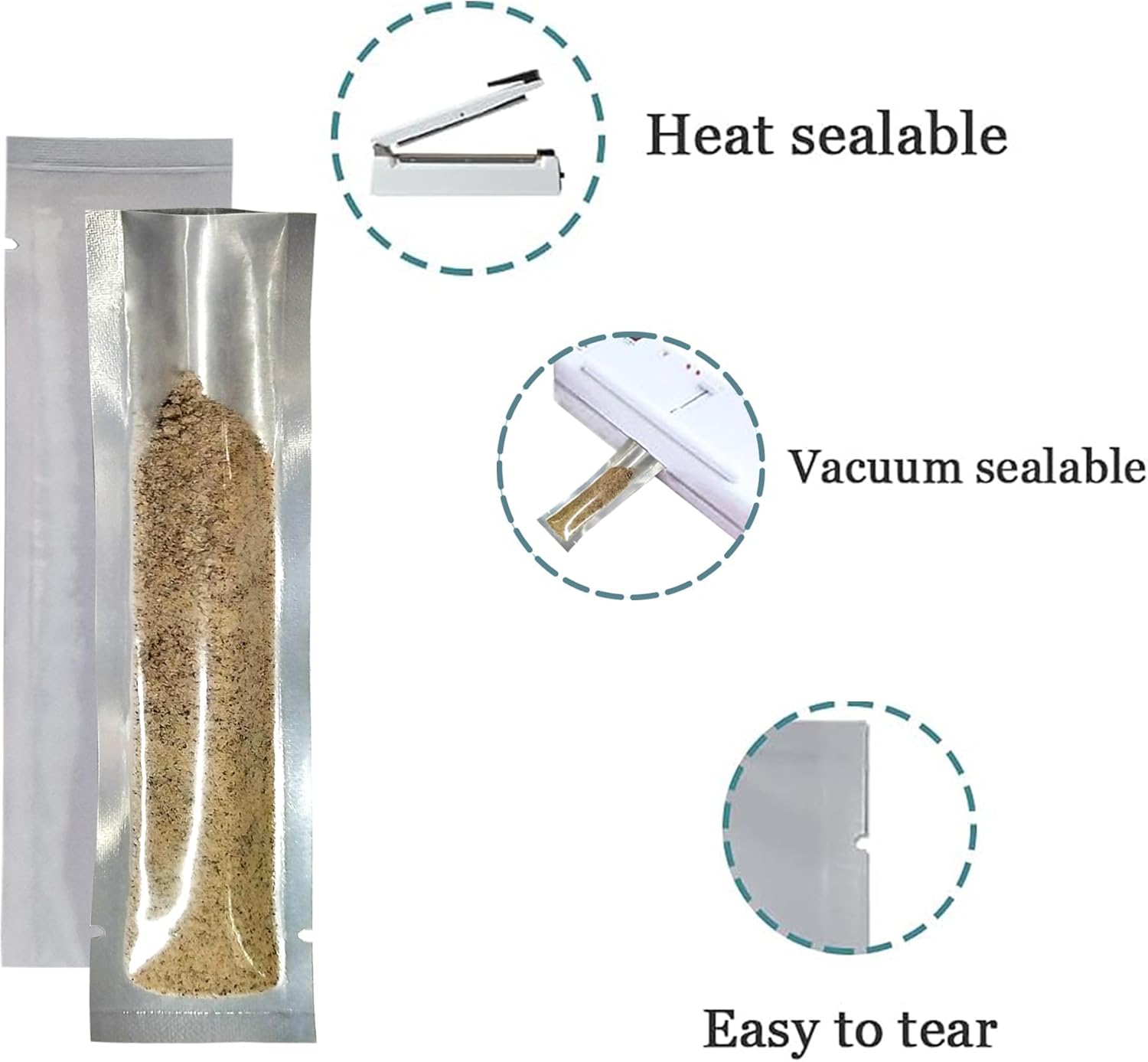 Clear Front Vacuum Heat Sealable Foil Bag Mylar Packets - Image 7