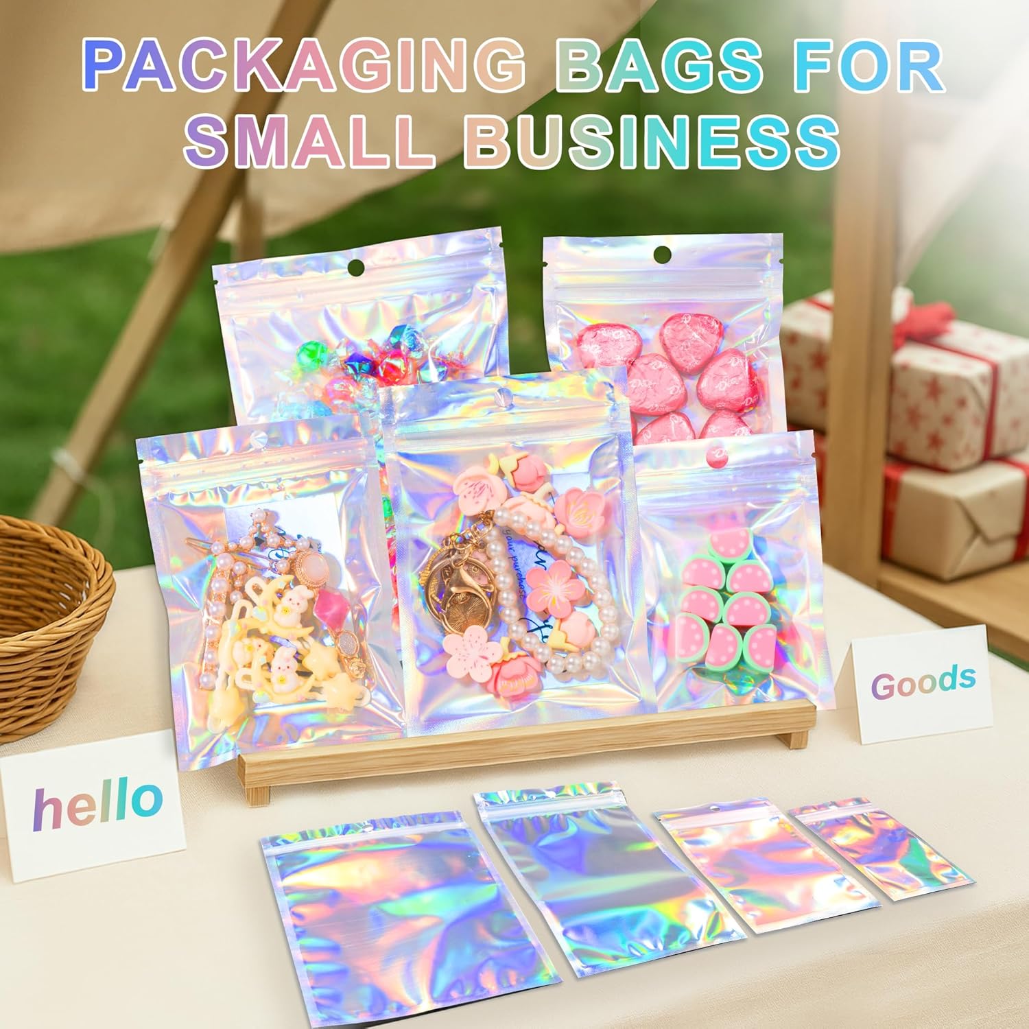 Mylar Reasealable Holographic Bags with Clear Window - Image 7