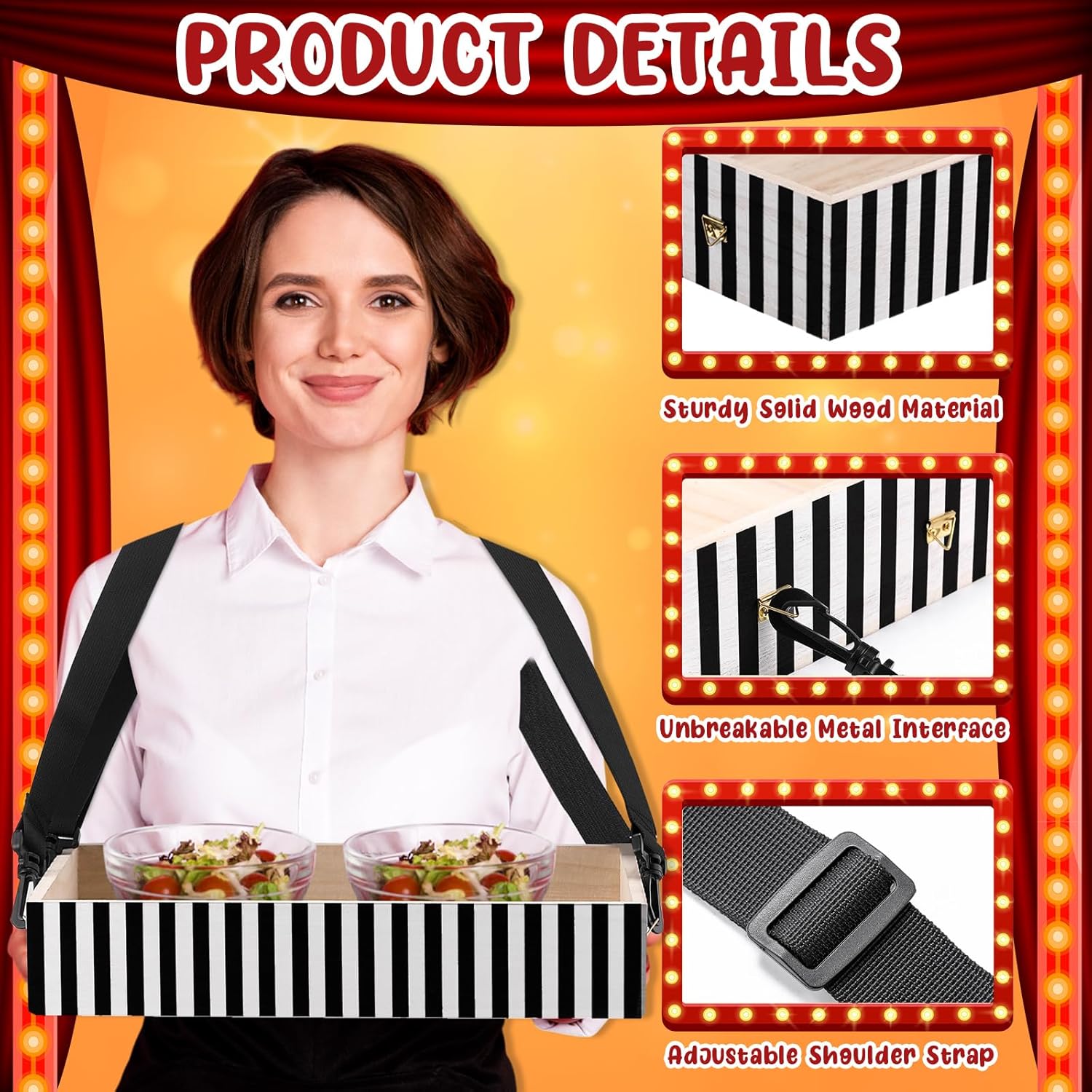 Wooden Snack Tray with Strap - Image 4