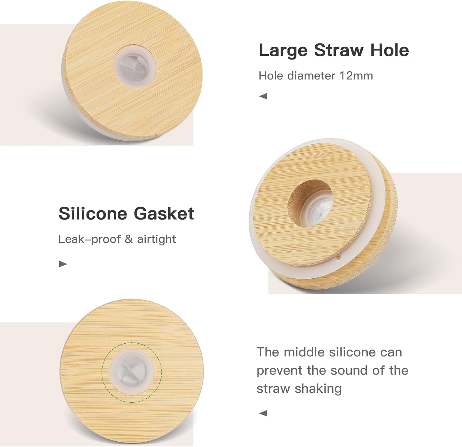 Bamboo Lids for 16OZ Glass Cups with Straw Hole - Image 6
