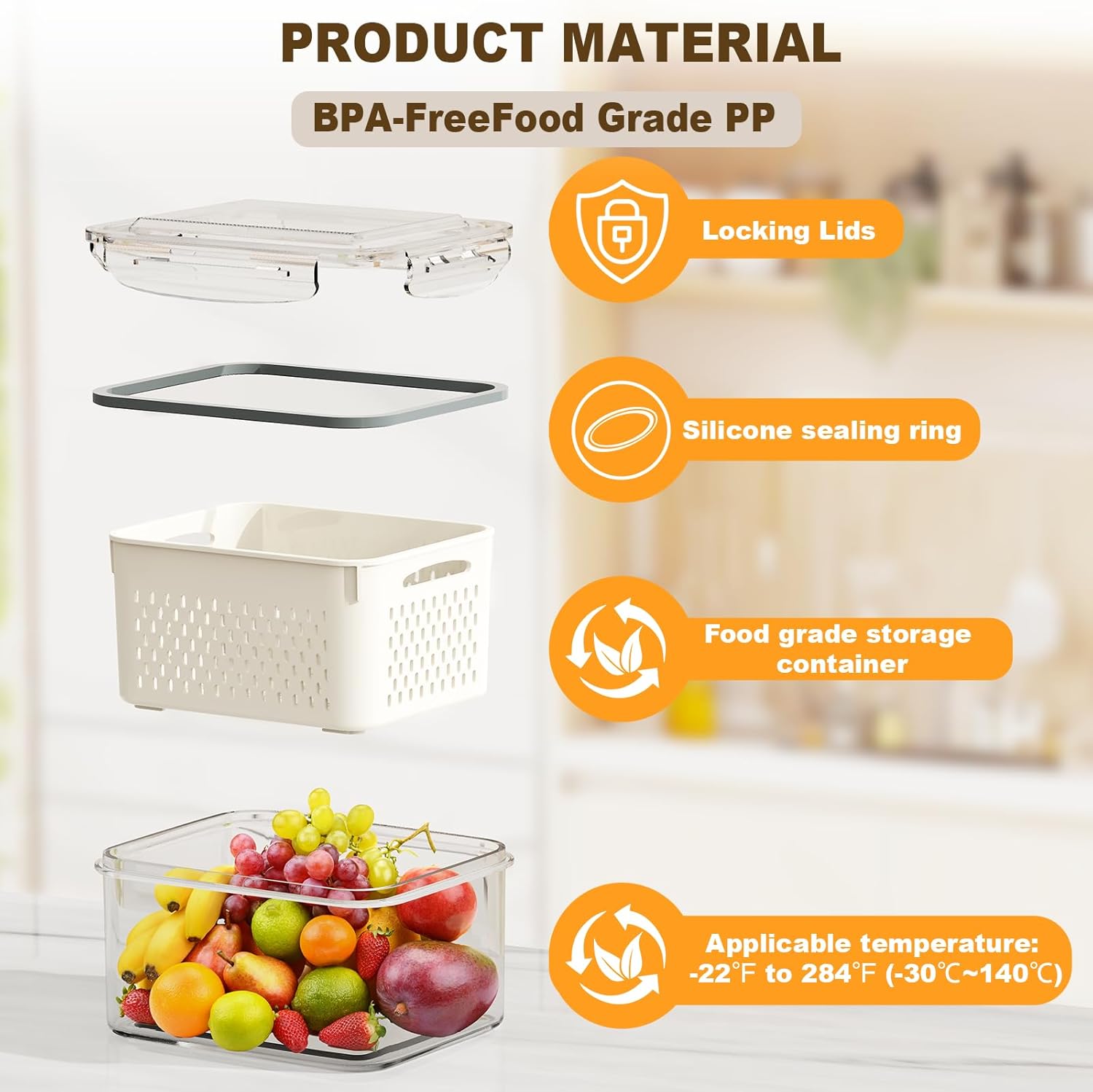 Fruit Storage Containers with Drain Basket - Image 4