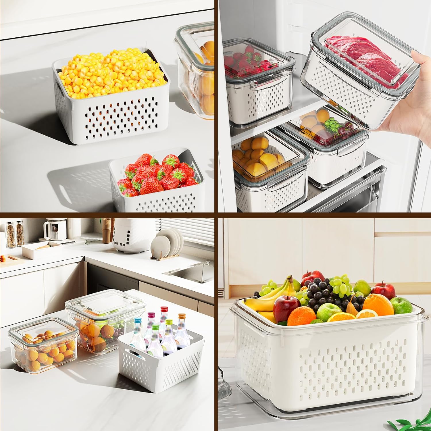 Fruit Storage Containers with Drain Basket - Image 8