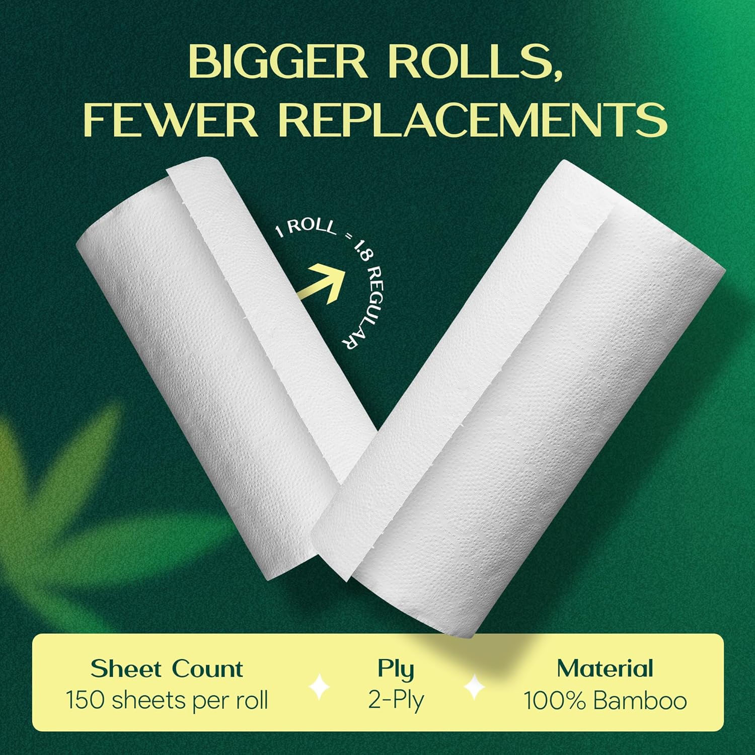 100% Bamboo Paper Towels | Lint-Free, Eco-Friendly, Tree-Free | 2-Ply Kitchen Paper Towel | Food Grade – FSC-Certified, BPA/PFAS-Free | 6 Mega Rolls – 150 Sheets/Roll | PALM NAKI - Image 7
