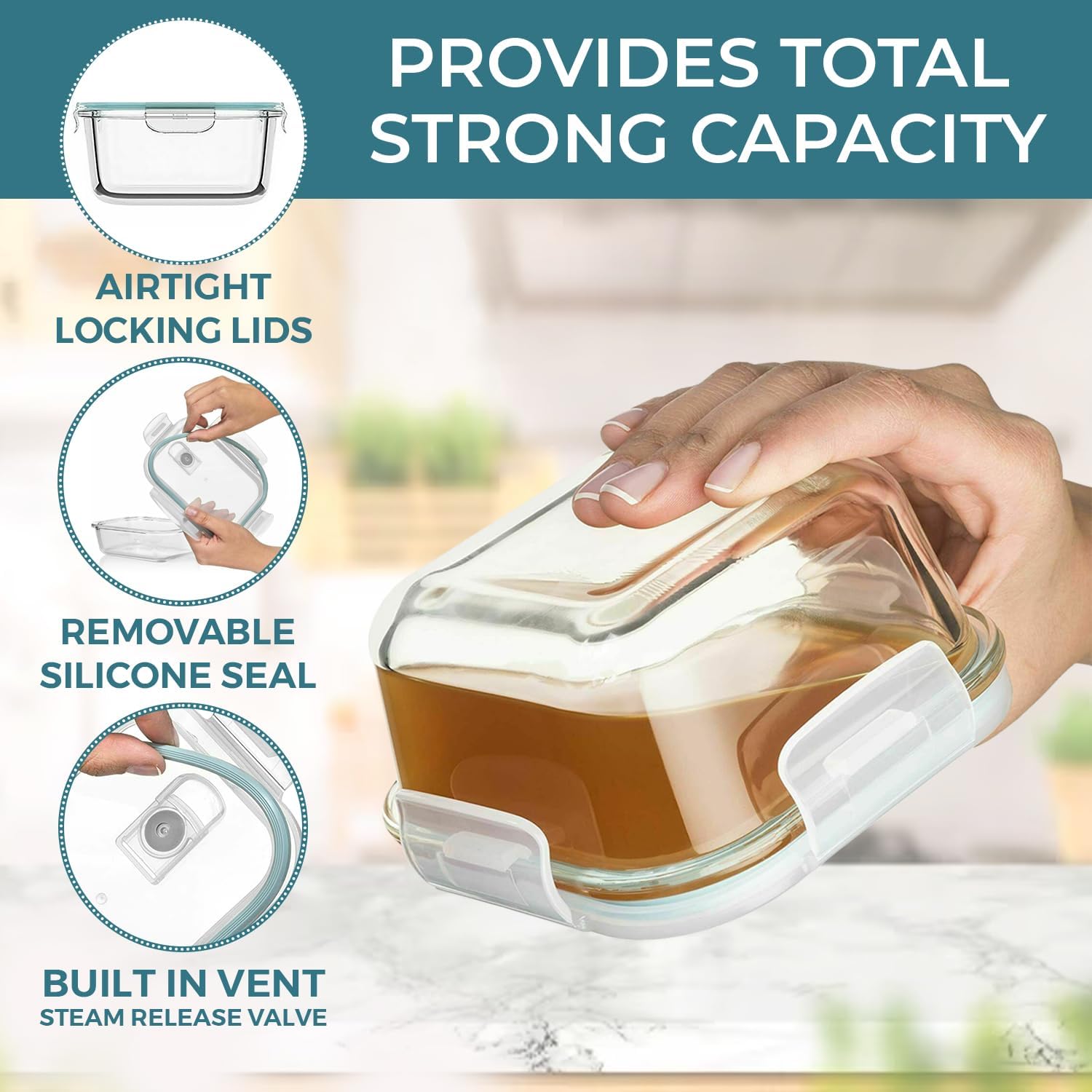 Razab 24 Piece Glass Food Storage Containers Set - Image 4