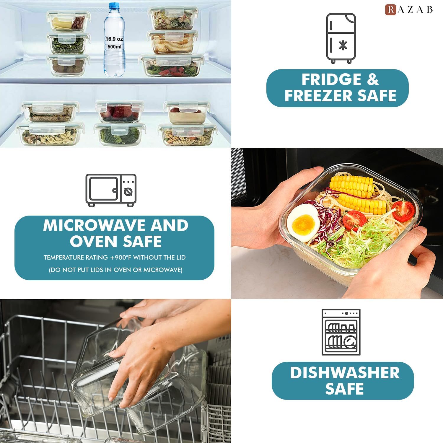 Razab 24 Piece Glass Food Storage Containers Set - Image 5