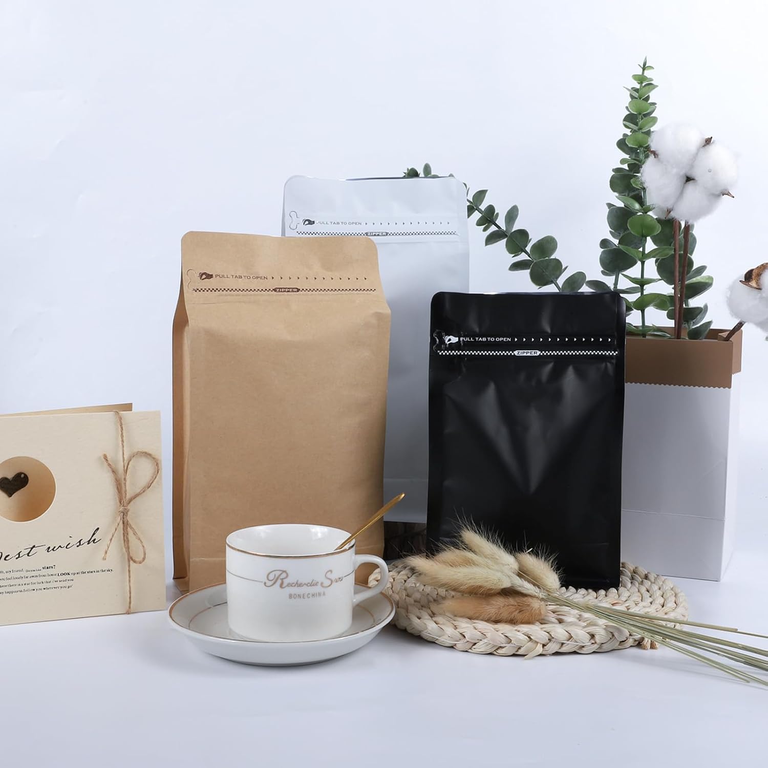 White Aluminum Foil Coffee Storage Bags - Image 6