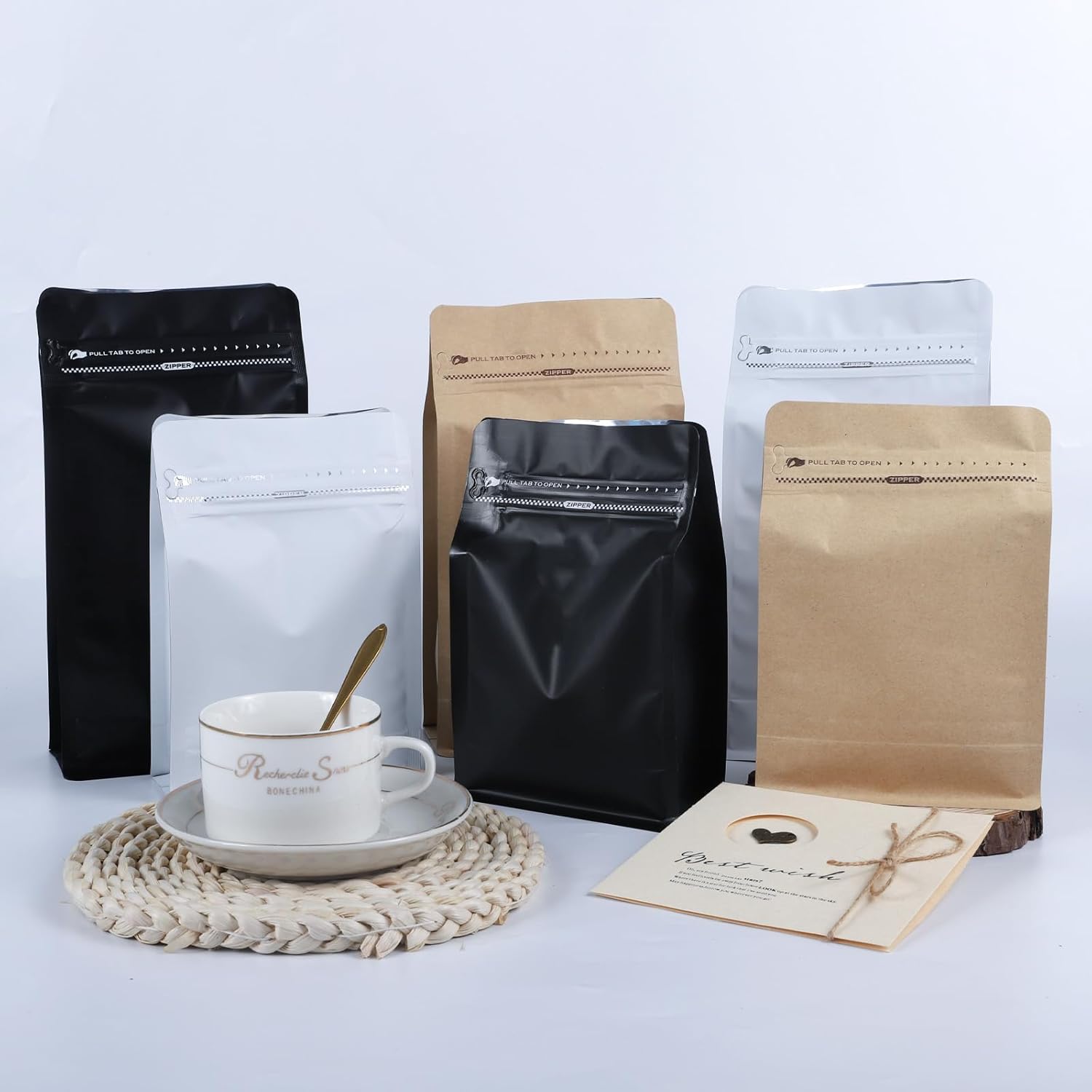 White Aluminum Foil Coffee Storage Bags - Image 7