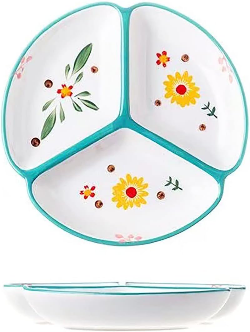 Ceramic Portion Control Plate 8 Inch Yellow Flower - Image 2