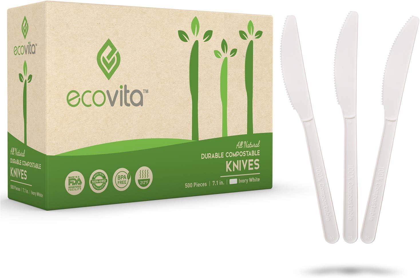Ecovita 100% Compostable Knives 500 Pack - Image 2