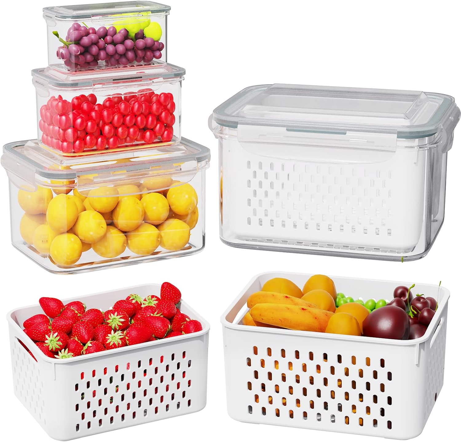 Fruit Storage Containers with Drain Basket - Image 2