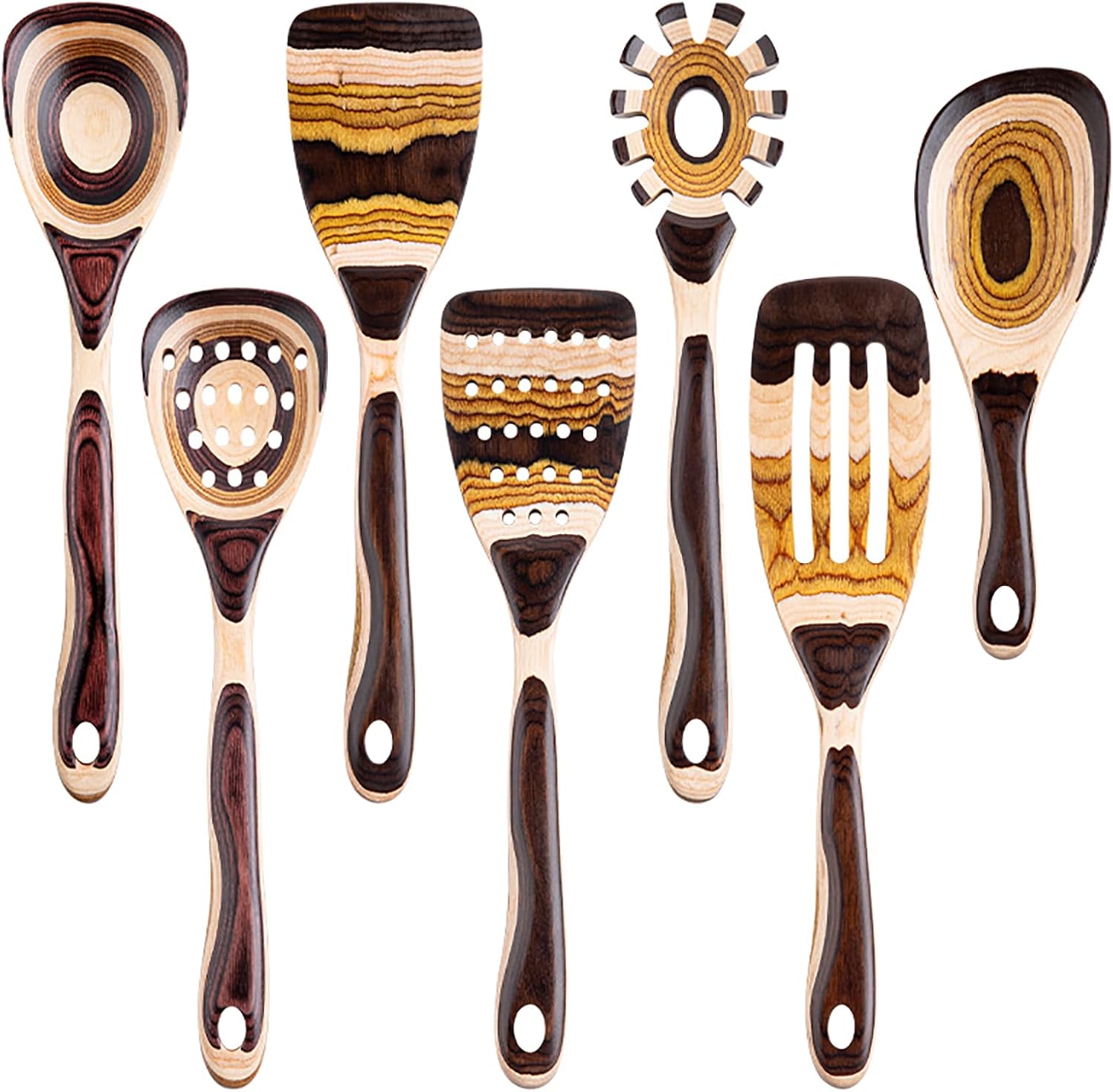 Gudamaye 7-Piece Brown Pakkawood Utensils Set - Image 2