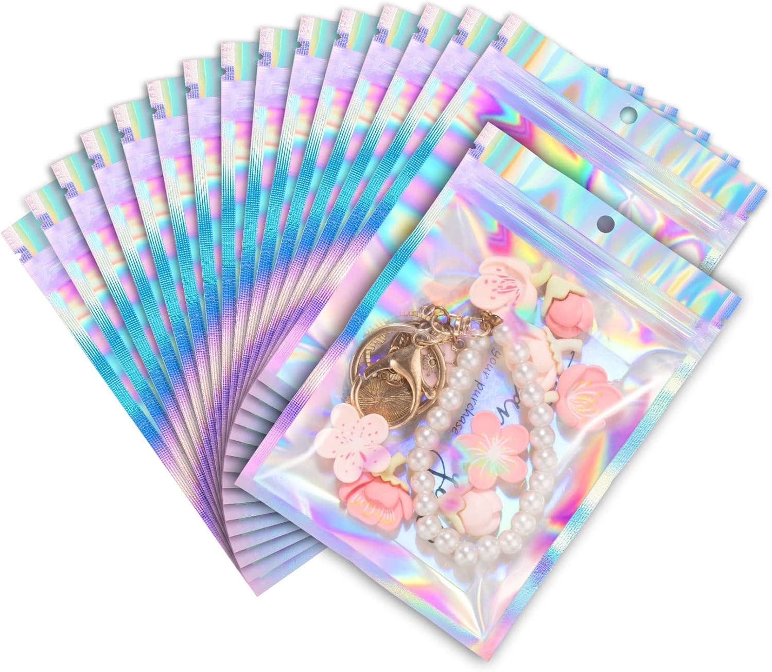 Mylar Reasealable Holographic Bags with Clear Window - Image 2