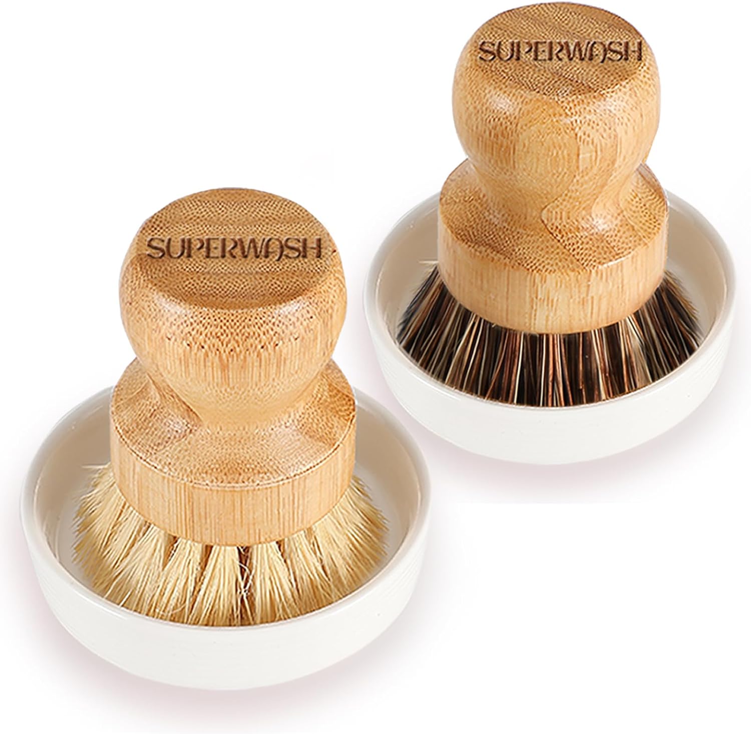 Natural Bamboo Dish Brush and Scrubber for Kitchen Sink Cleaning - Image 2